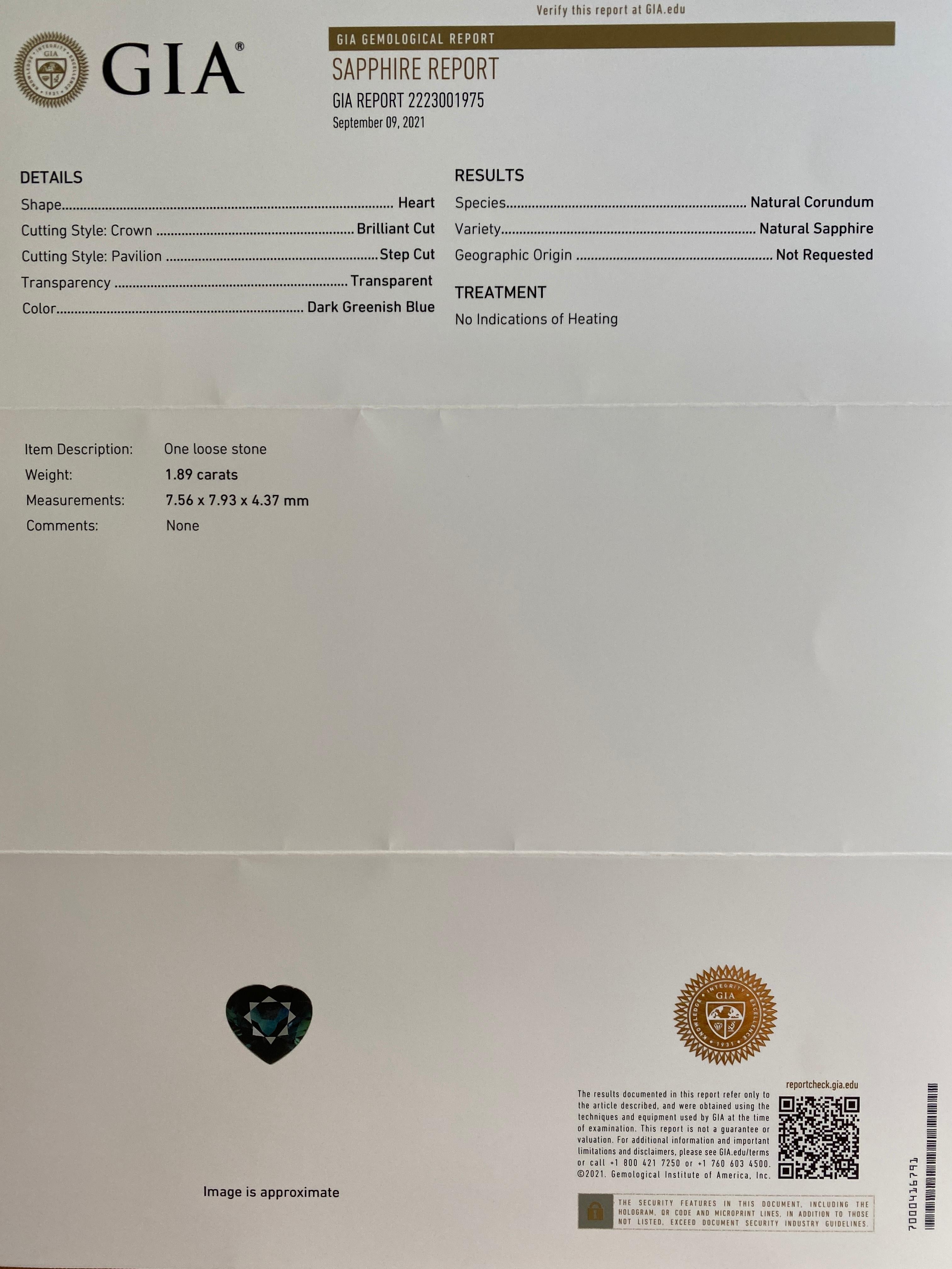 Men's Rare 2.41ct GIA Certified Unique Parti Colour Untreated Thai Sapphire Heart Cut