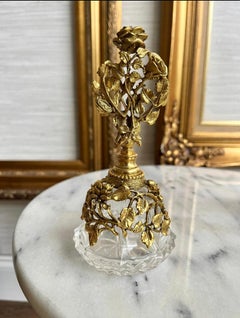 Rare 24K Gold Ormolu & Crystal Perfume Bottle