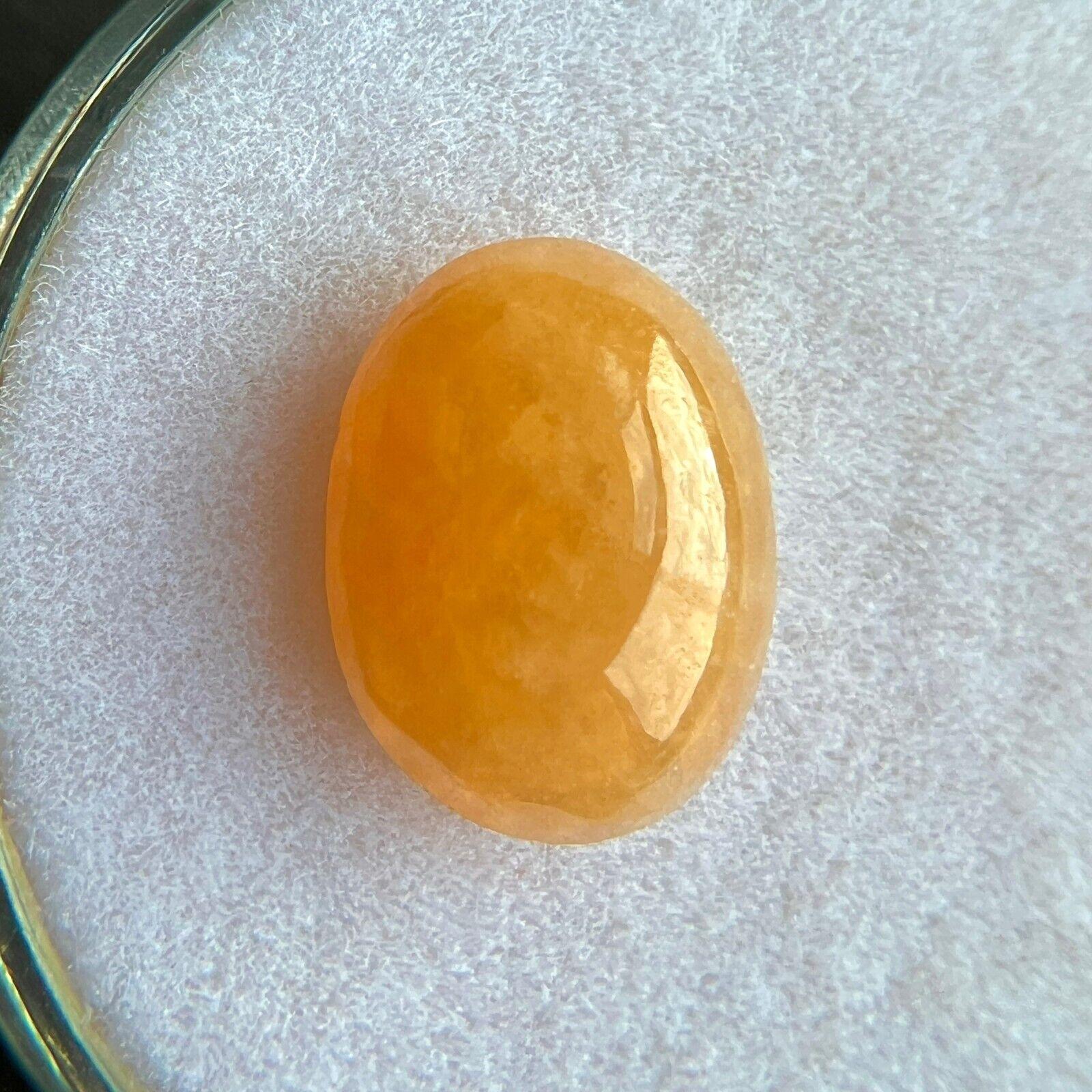 Raro 2.69ct GIA Certificado Amarillo Naranja Jadeíta Jade a Grado Oval Cab Sin Tratar Corte oval en venta