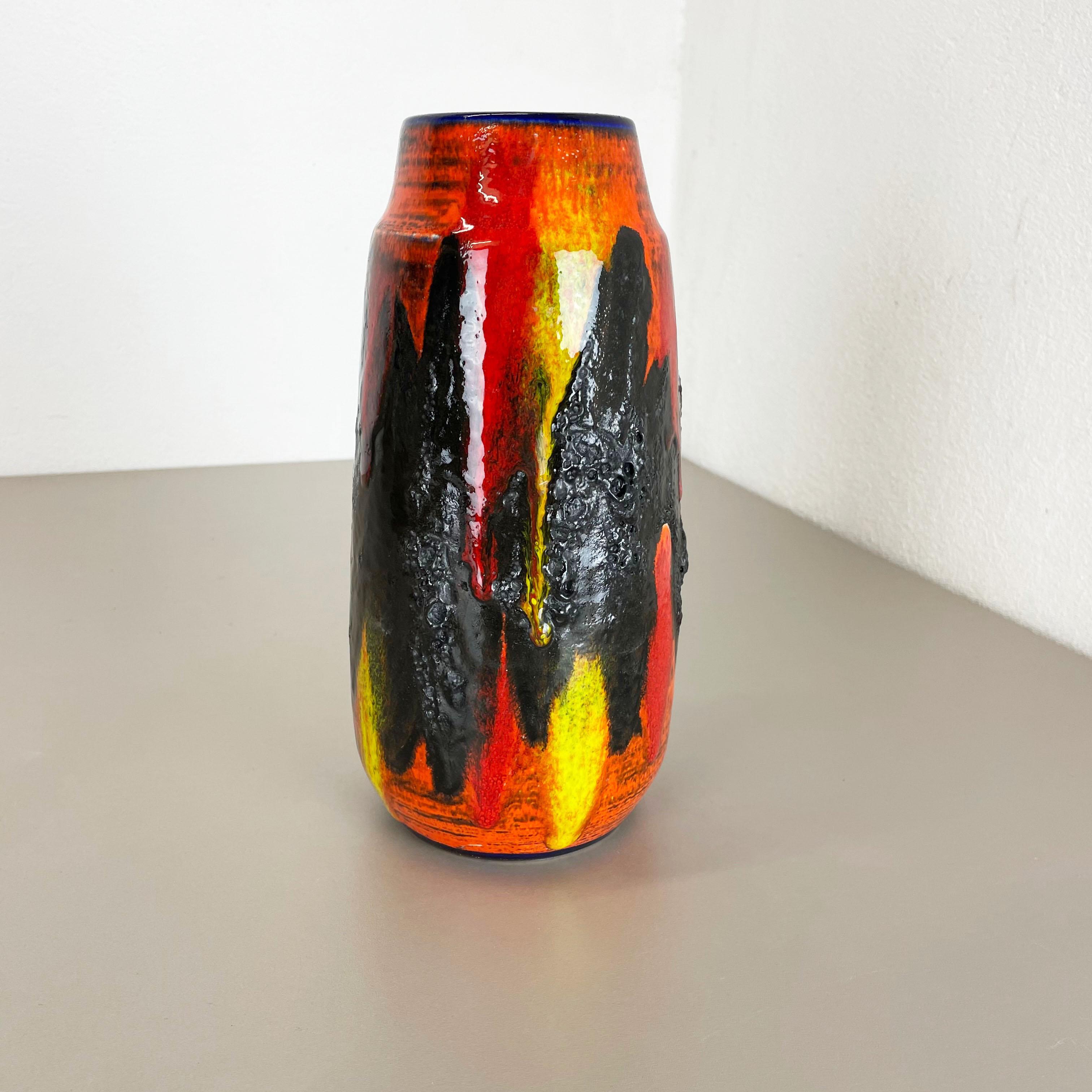 Mid-Century Modern Rare Super Color Fat Lava Multi-Color Vase Scheurich, Germany WGP, 1970s For Sale