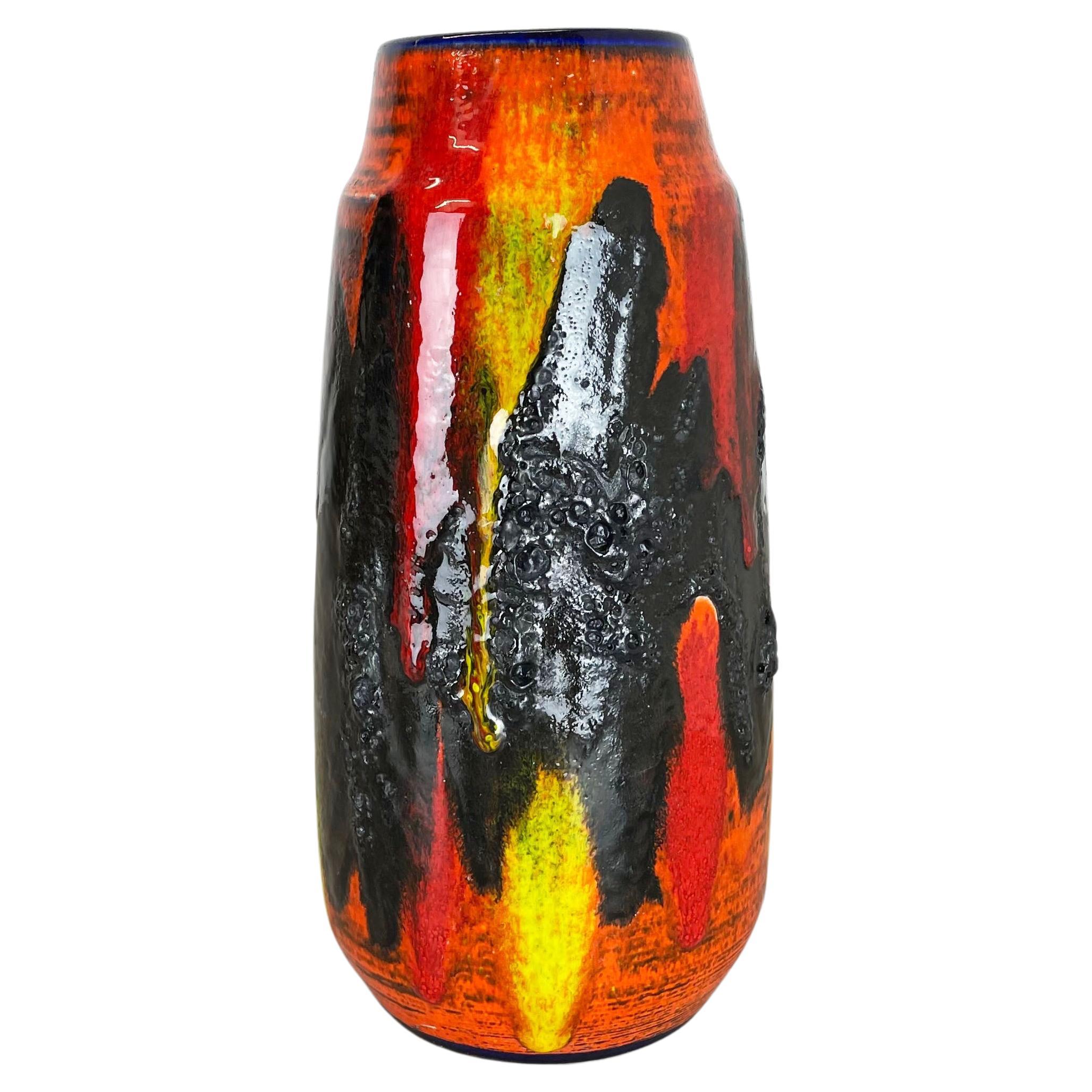 Rare Super Color Fat Lava Multi-Color Vase Scheurich, Germany WGP, 1970s For Sale