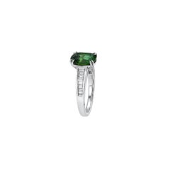 2.75 Carat Chrome Green Tourmaline Cushion Diamond Engagement Ring 18K Gold