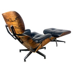 Used Rare 2nd Generation Rosewood, Leather Lounge Chair and Ottoman by Charles Eames