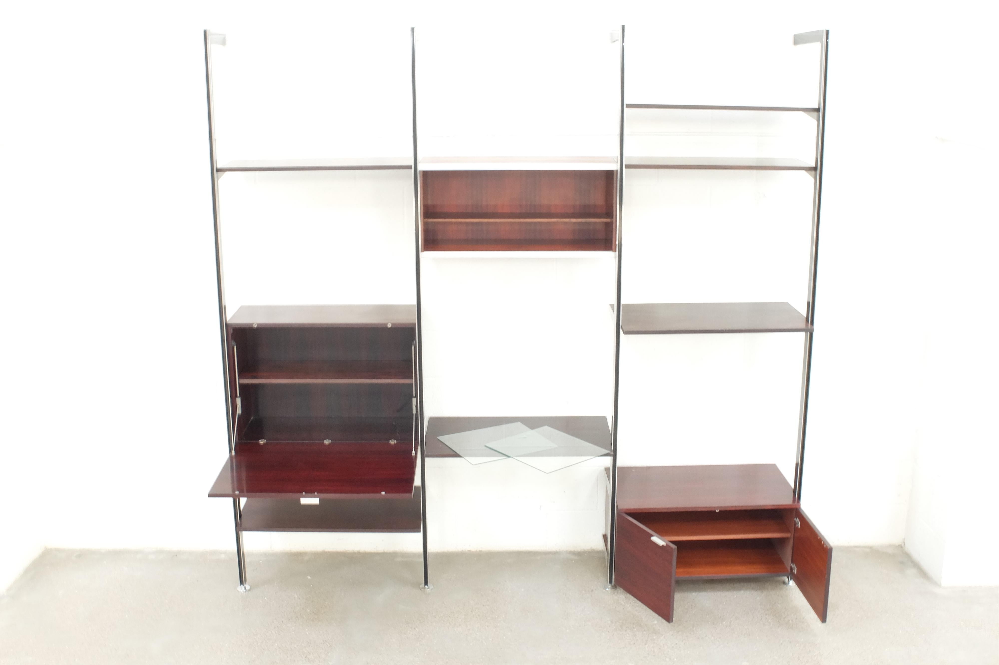 Rare 3 bay wall unit Georges Nelson CSS Shelf Palisander For Sale 3