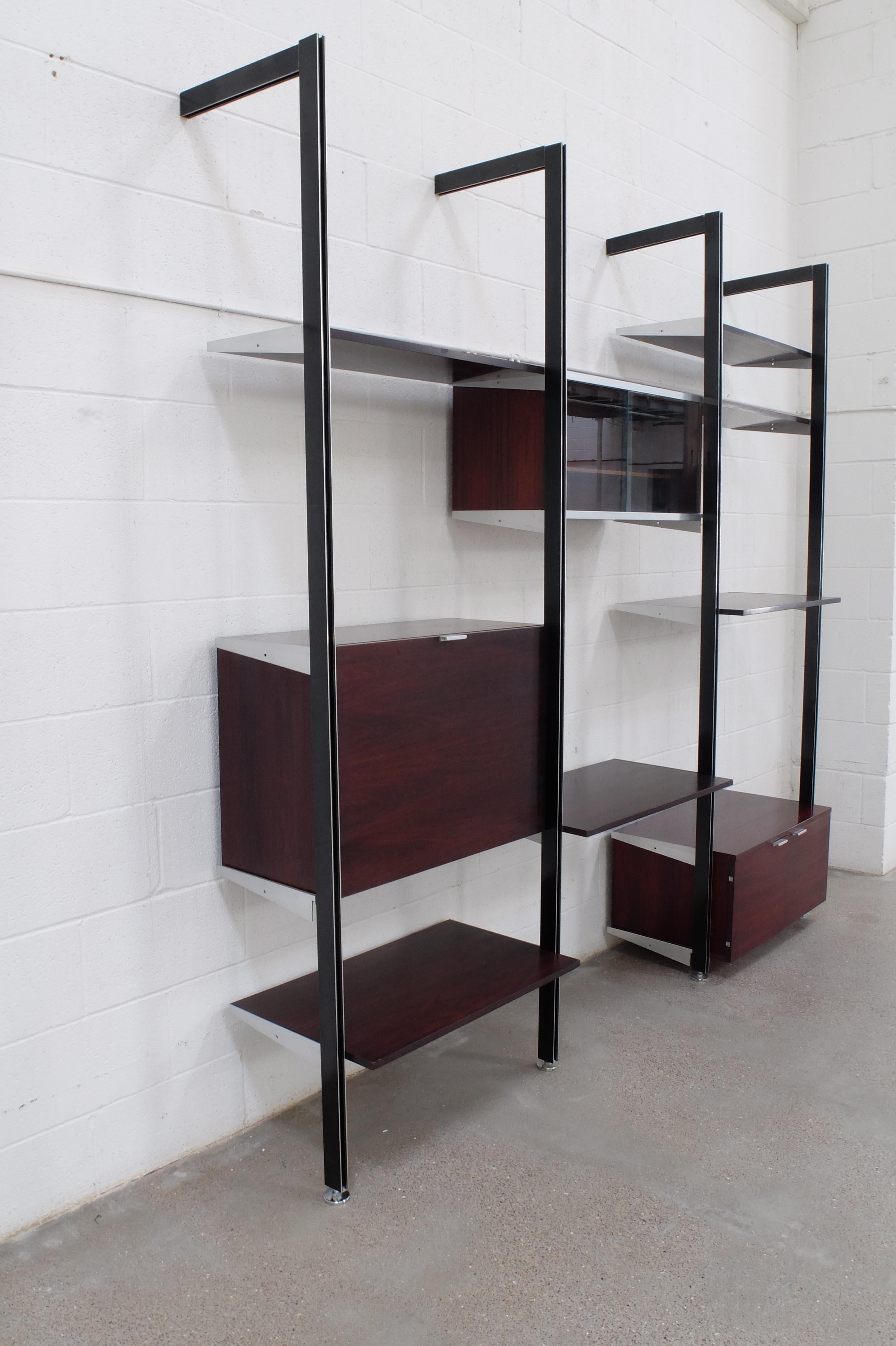 Rare 3 bay wall unit Georges Nelson CSS Shelf Palisander For Sale 6