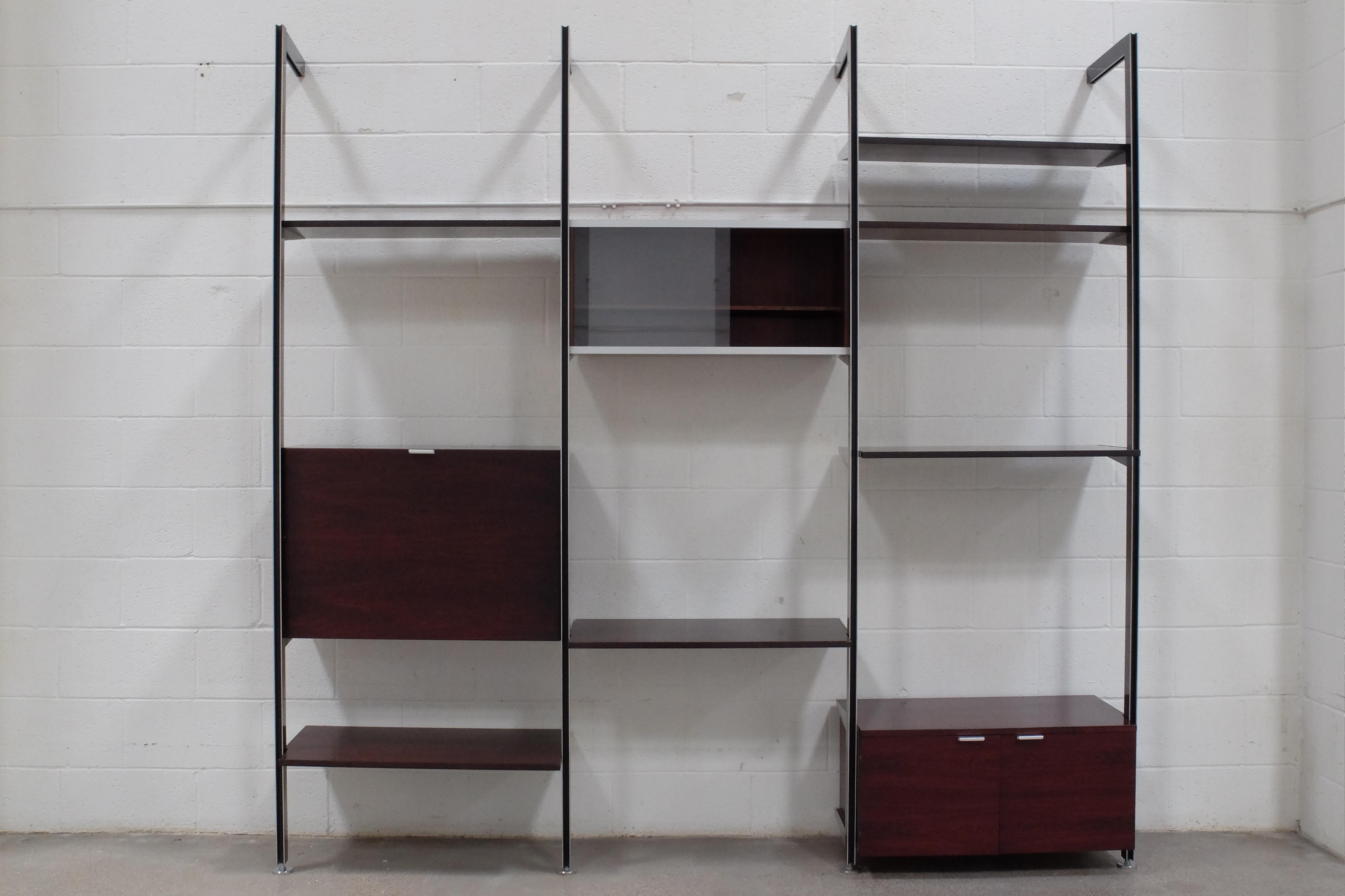 Rare 3 bay wall unit Georges Nelson CSS Shelf Palisander For Sale 8