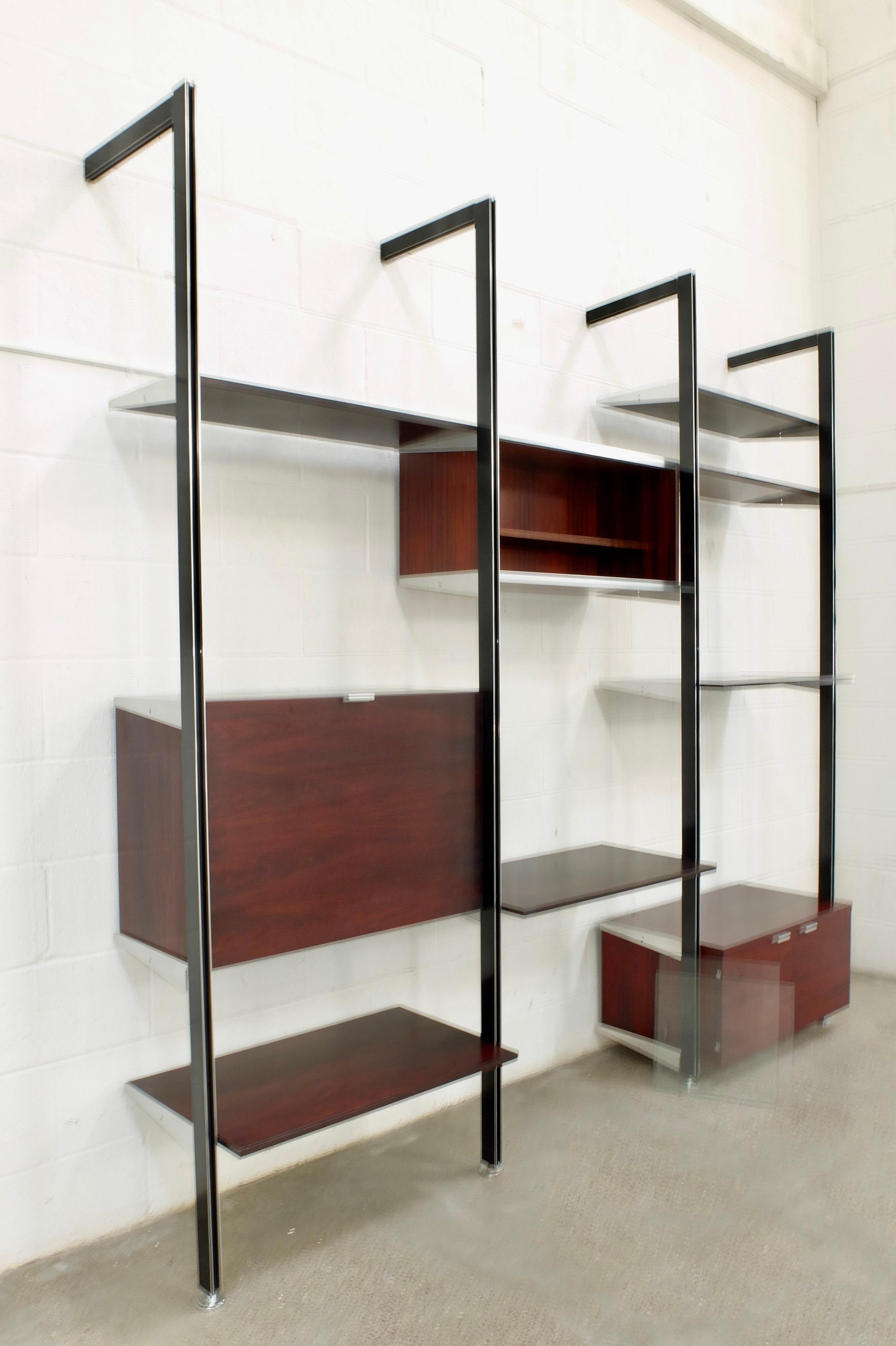 Rare 3 bay wall unit Georges Nelson CSS Shelf Palisander For Sale