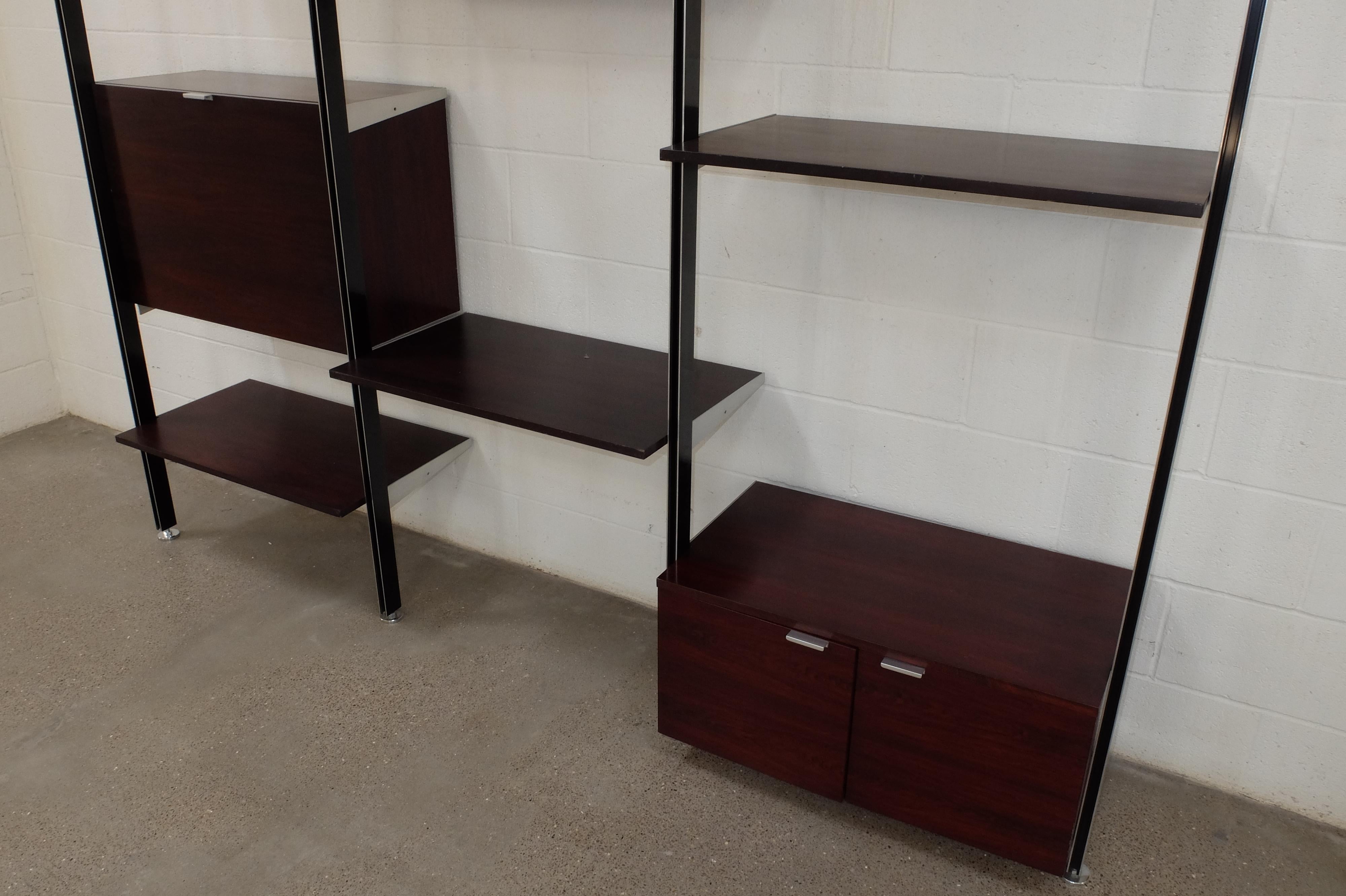 Bamboo Rare 3 bay wall unit Georges Nelson CSS Shelf Palisander For Sale