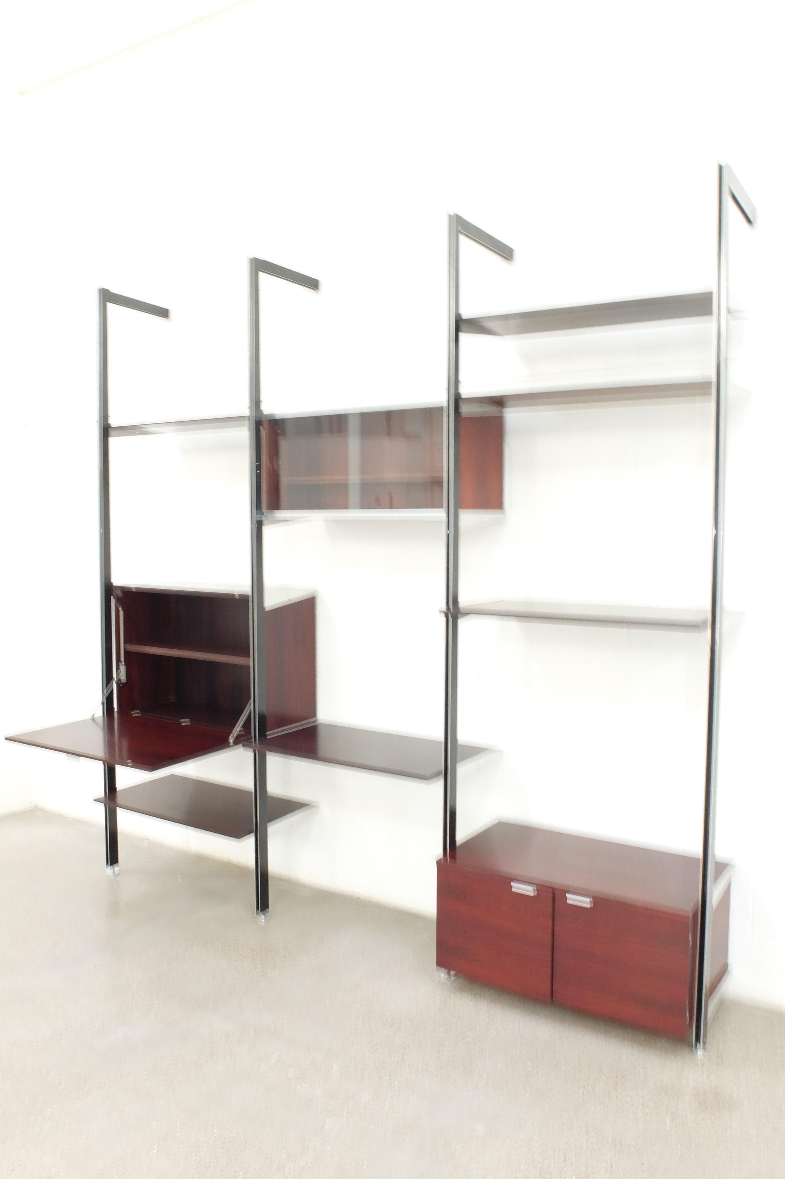 Rare 3 bay wall unit Georges Nelson CSS Shelf Palisander For Sale 1