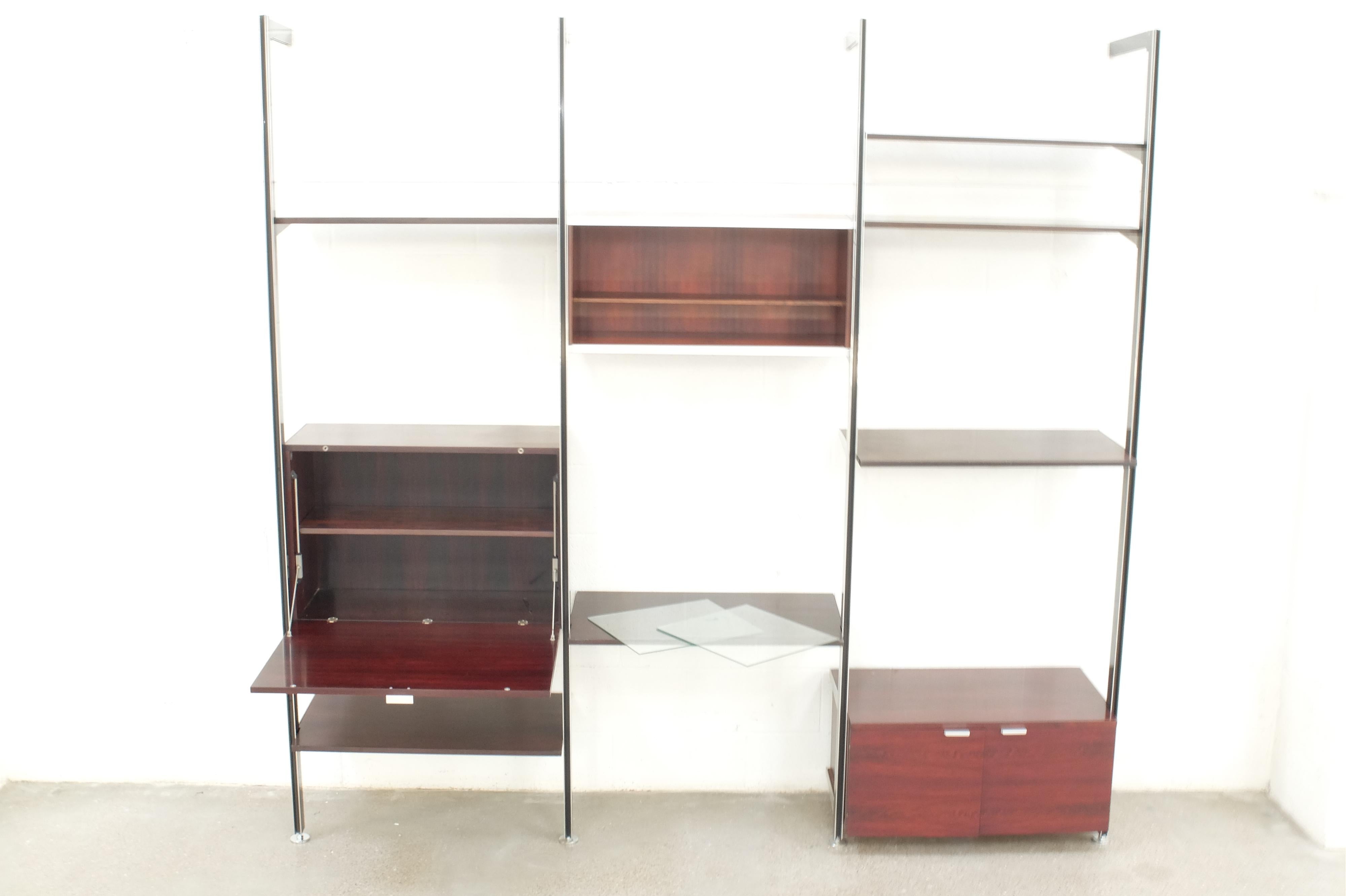 Rare 3 bay wall unit Georges Nelson CSS Shelf Palisander For Sale 2