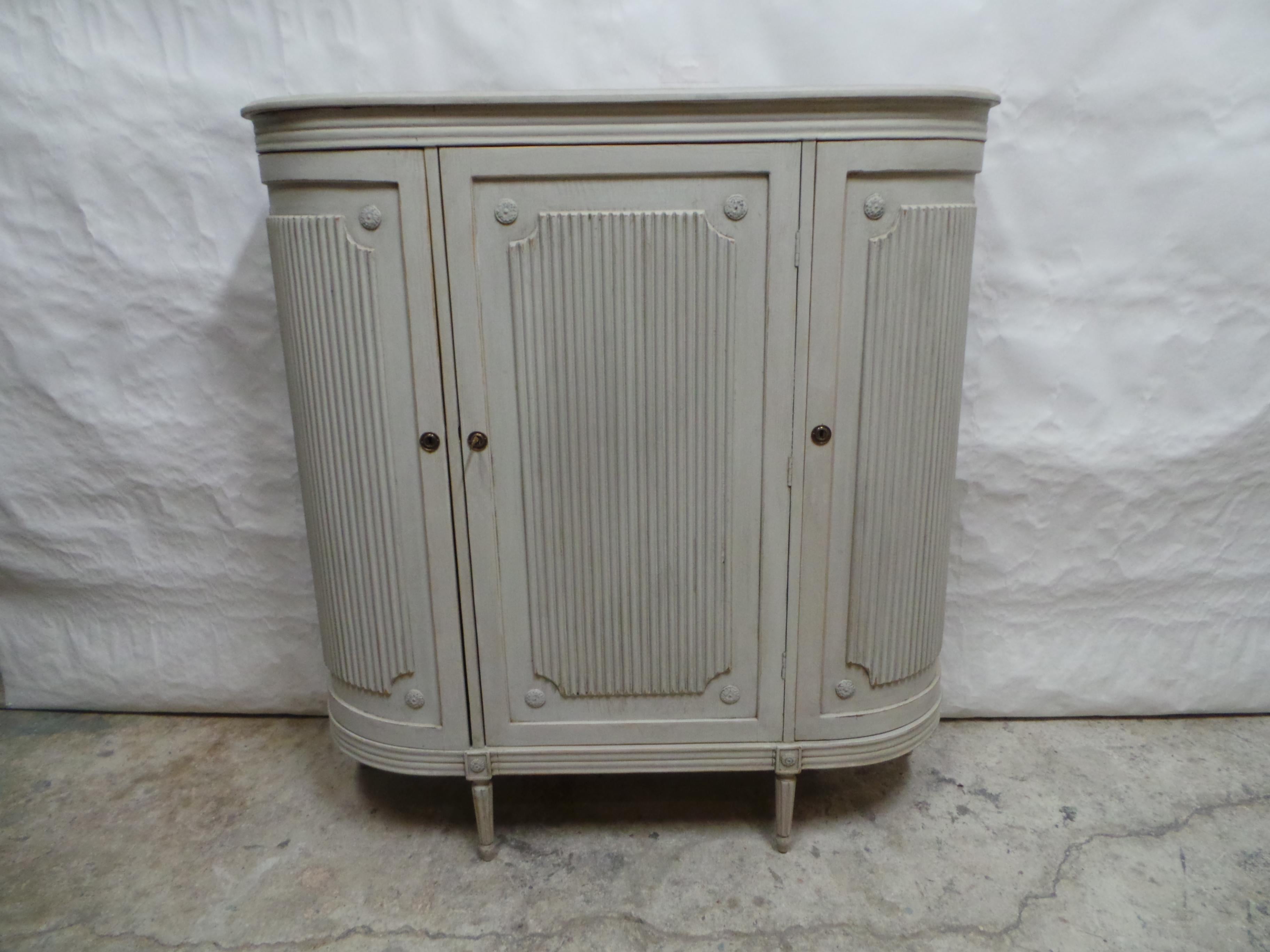 This is a Rare 3 Door Swedish Gustavian Sideboard. its been restored and repainted with Milk Paints 