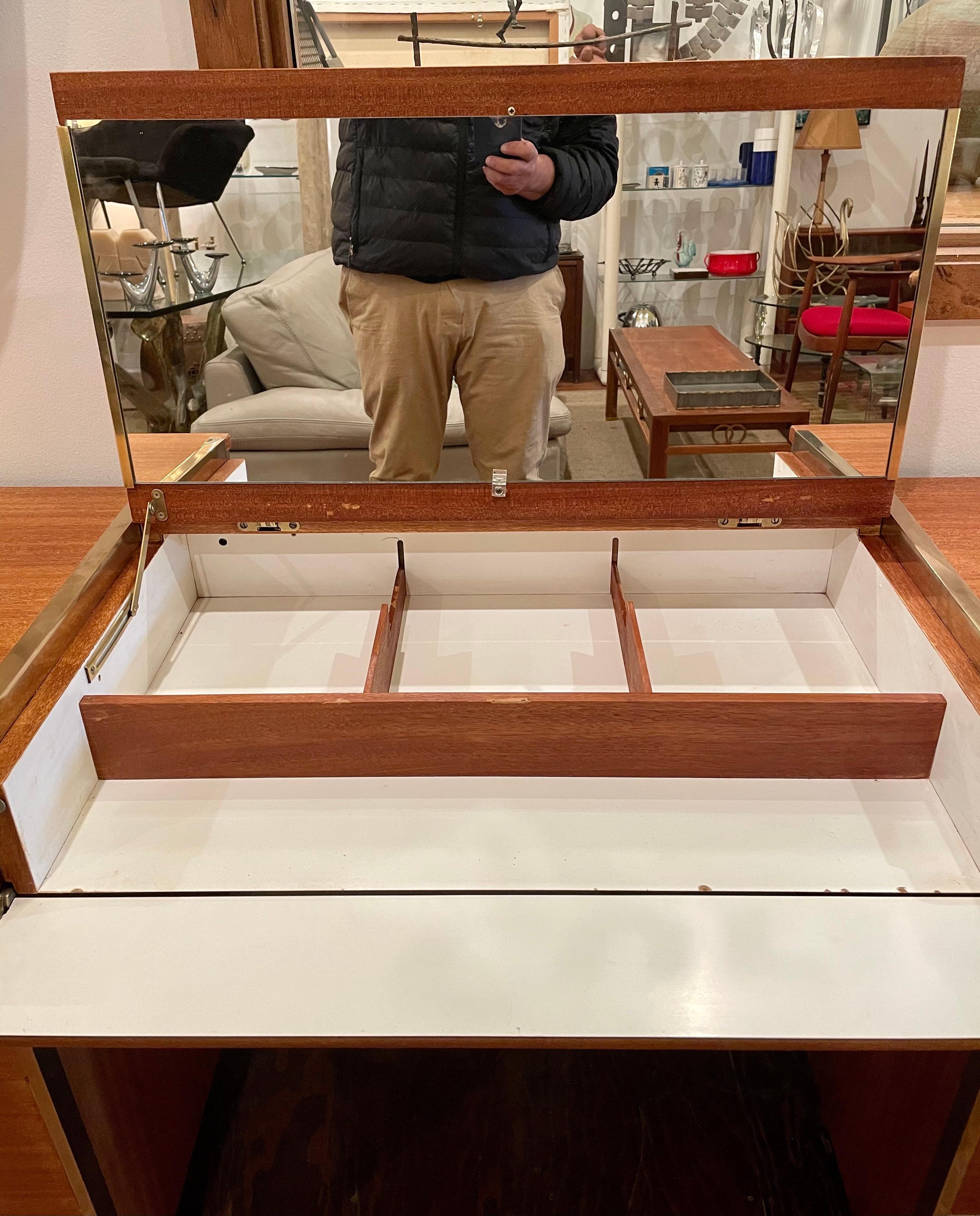 Brass Rare 3-Piece Vanity Dresser Set Designed by Paul Mccobb Calvin Group
