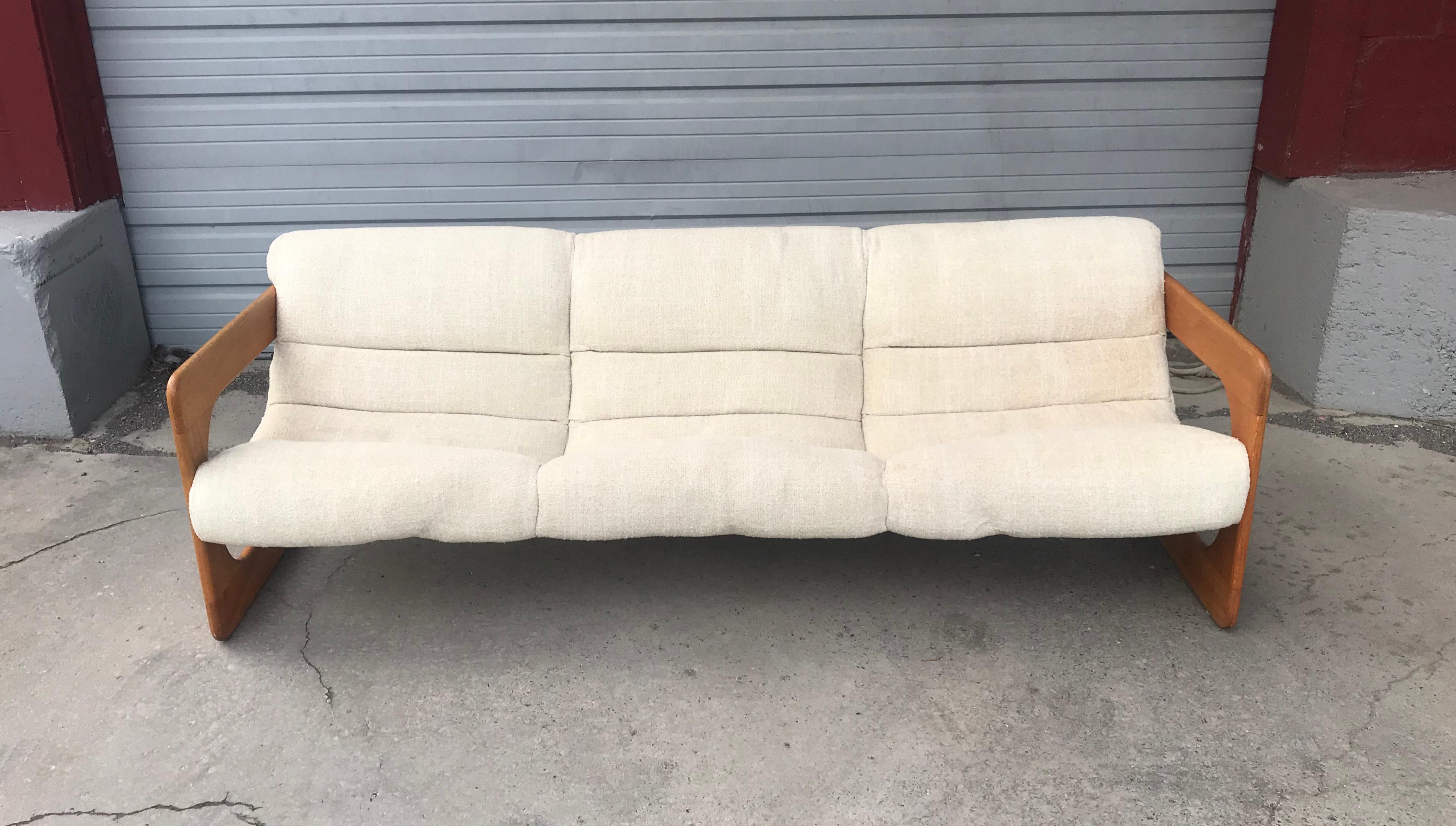 Mid-Century Modern Rare 3-Seat Sofa Designed by Lou Hodges, California Design Group 1970 Modernist For Sale