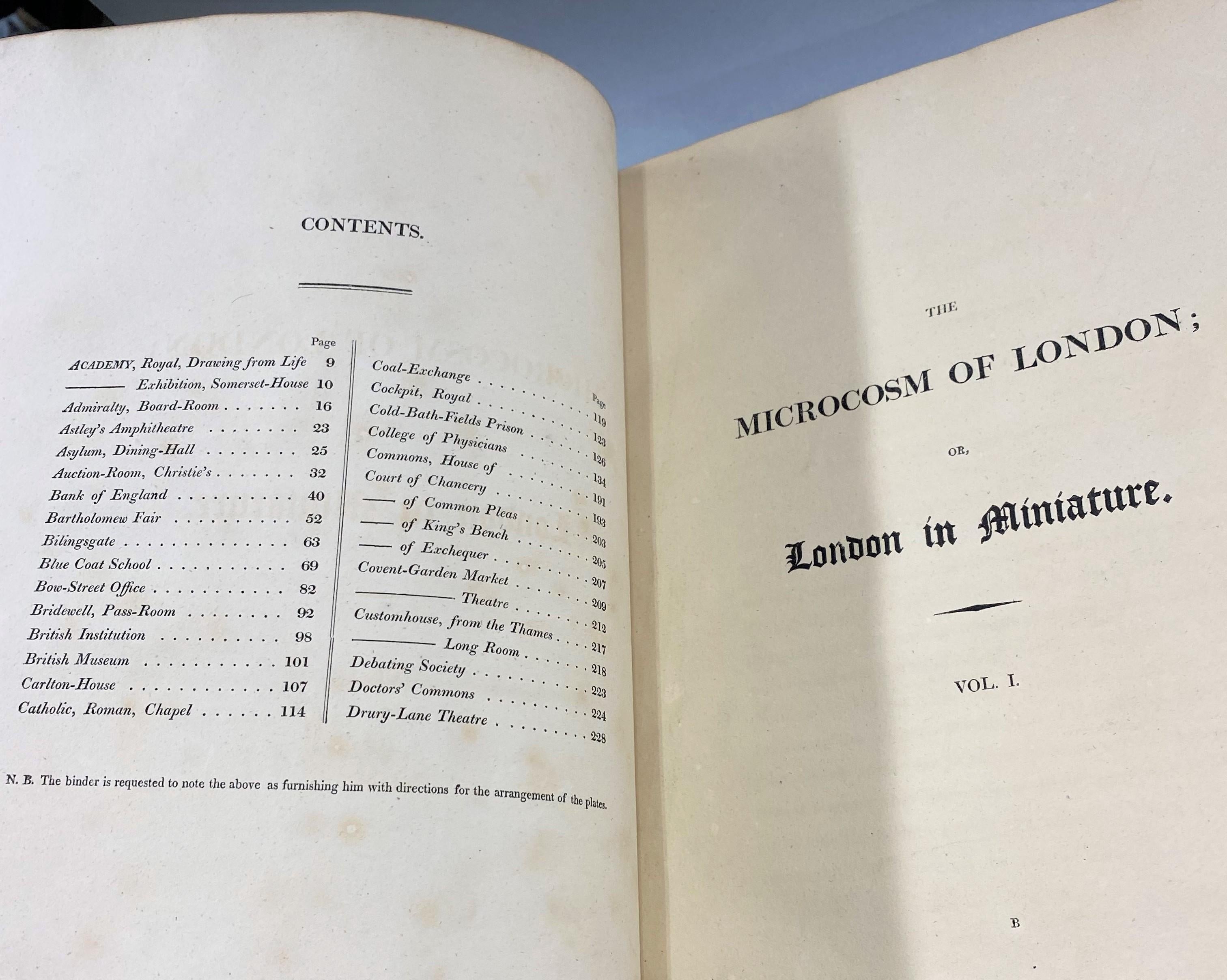 Seltene 3 Bde. Buch-Set, Mikrokosmos von London oder London in Miniatur von Ackerman (Frühes 19. Jahrhundert) im Angebot