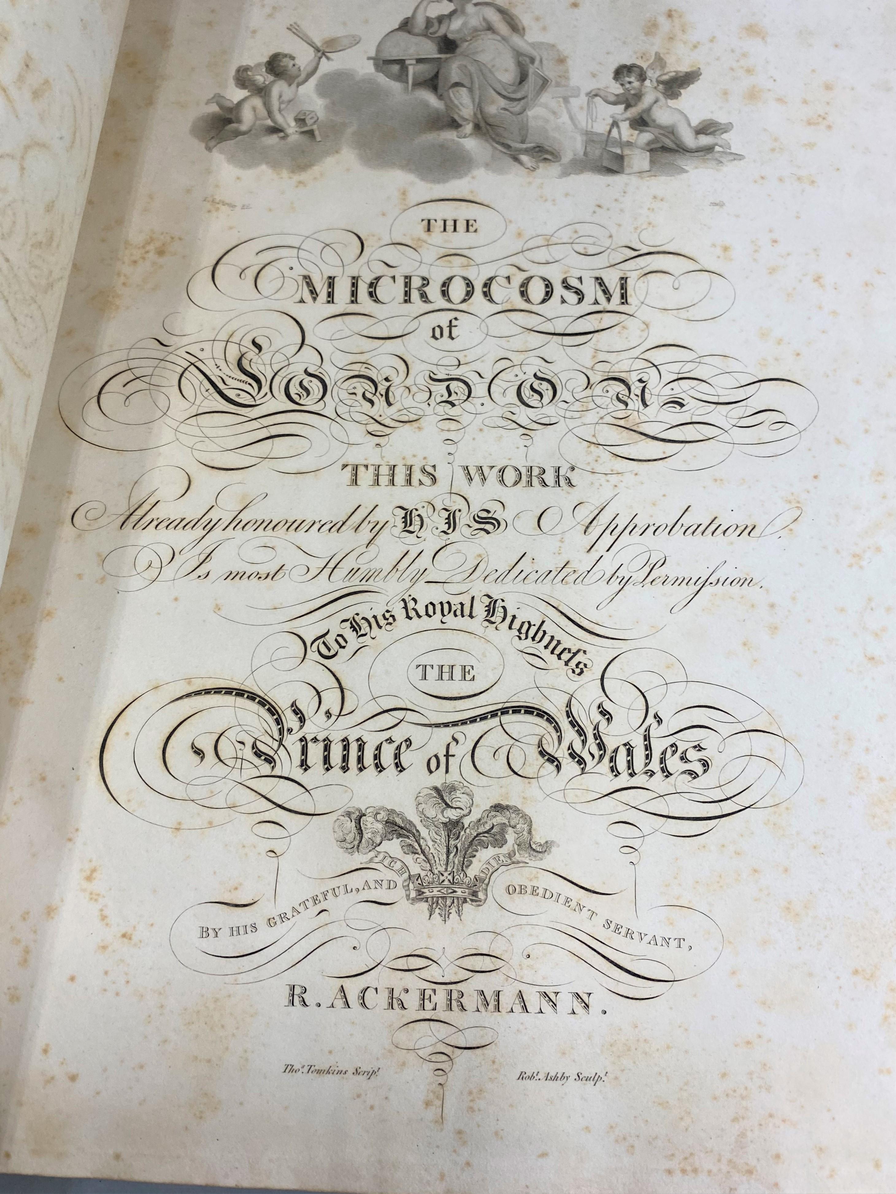 Rare 3 Vol. Book Set, Microcosm of London or London in Miniature by Ackerman For Sale 1