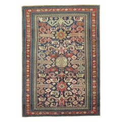 Rare Navy Field Late 19th Century Antique Caucasian Shirvan Rug