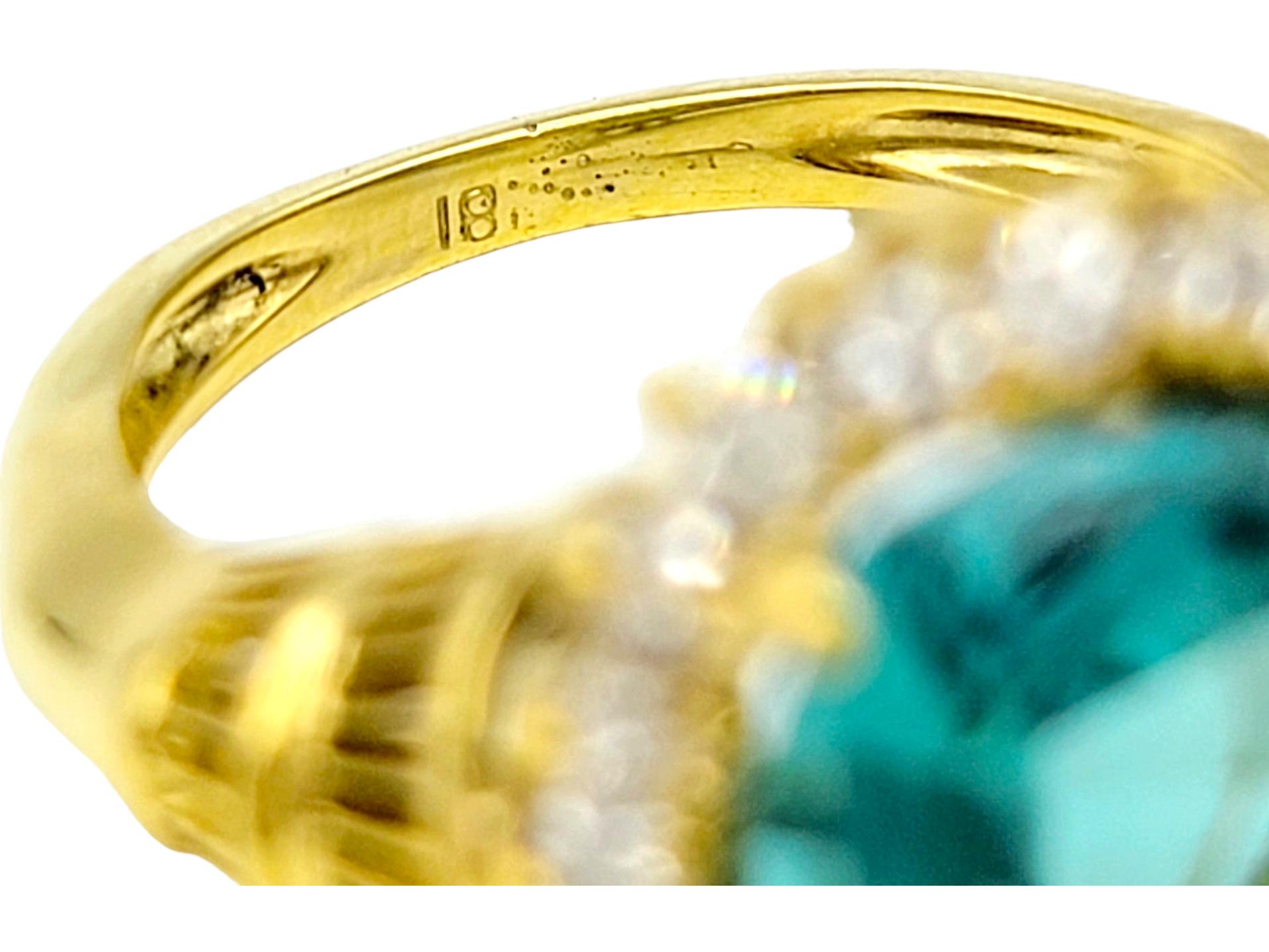 Seltener Indicolite Turmalin-Ring mit 3,0 Karat Ovalschliff und Diamant-Halo in 18K Gold im Angebot 3