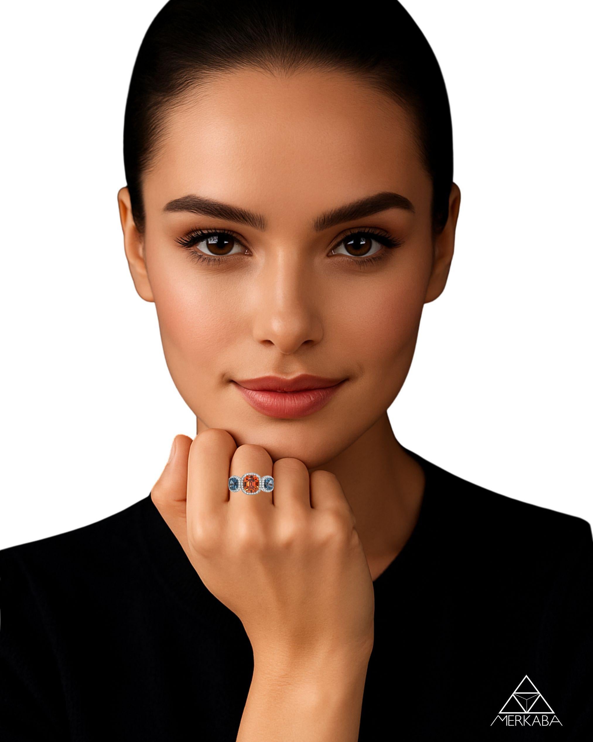 Seltener Platinring mit 3,04 Karat Mandarin-Granat und Platin mit Spinellen und ausgefallenen Saphiren im Angebot 4