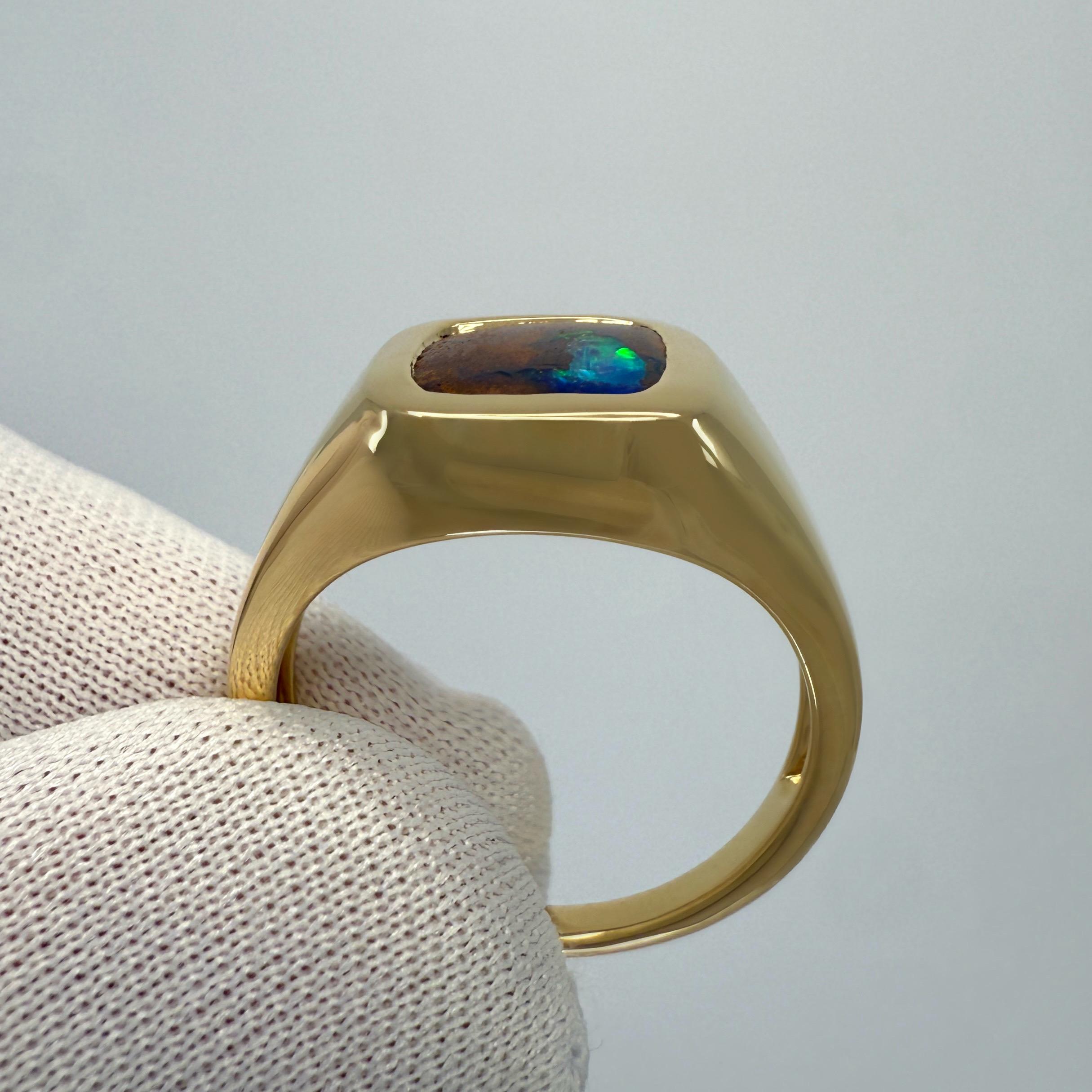 Raro anello con cuscino di opale australiano Matrix Boulder da 3,02 carati in oro giallo 18k In condizioni Nuovo in vendita a Birmingham, GB