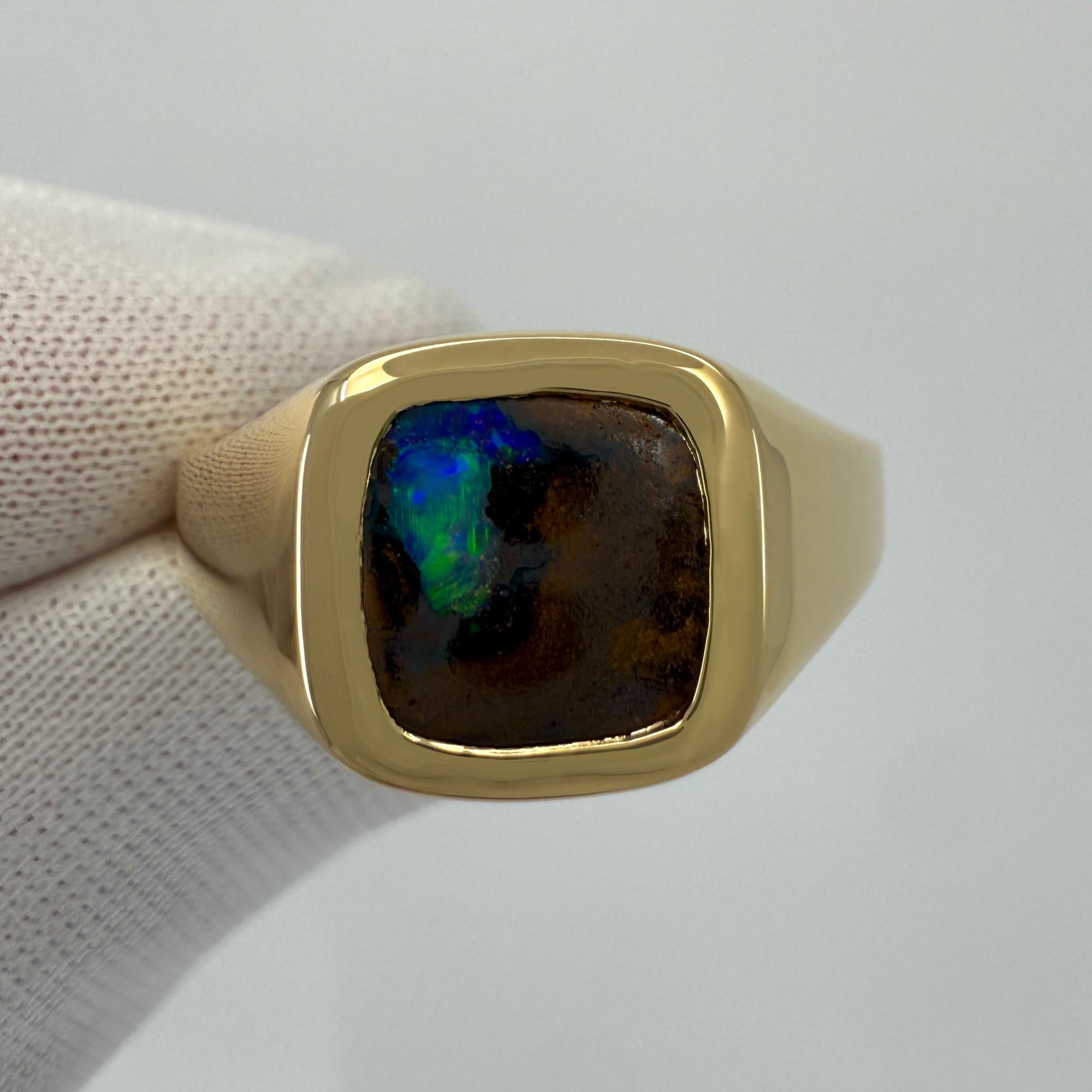 Raro anello con cuscino di opale australiano Matrix Boulder da 3,02 carati in oro giallo 18k in vendita 1