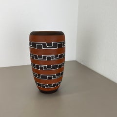 Rare 30cm zig zag Fat Lava Ceramic Vases by ILKRA Ceramics, Germany 1950s