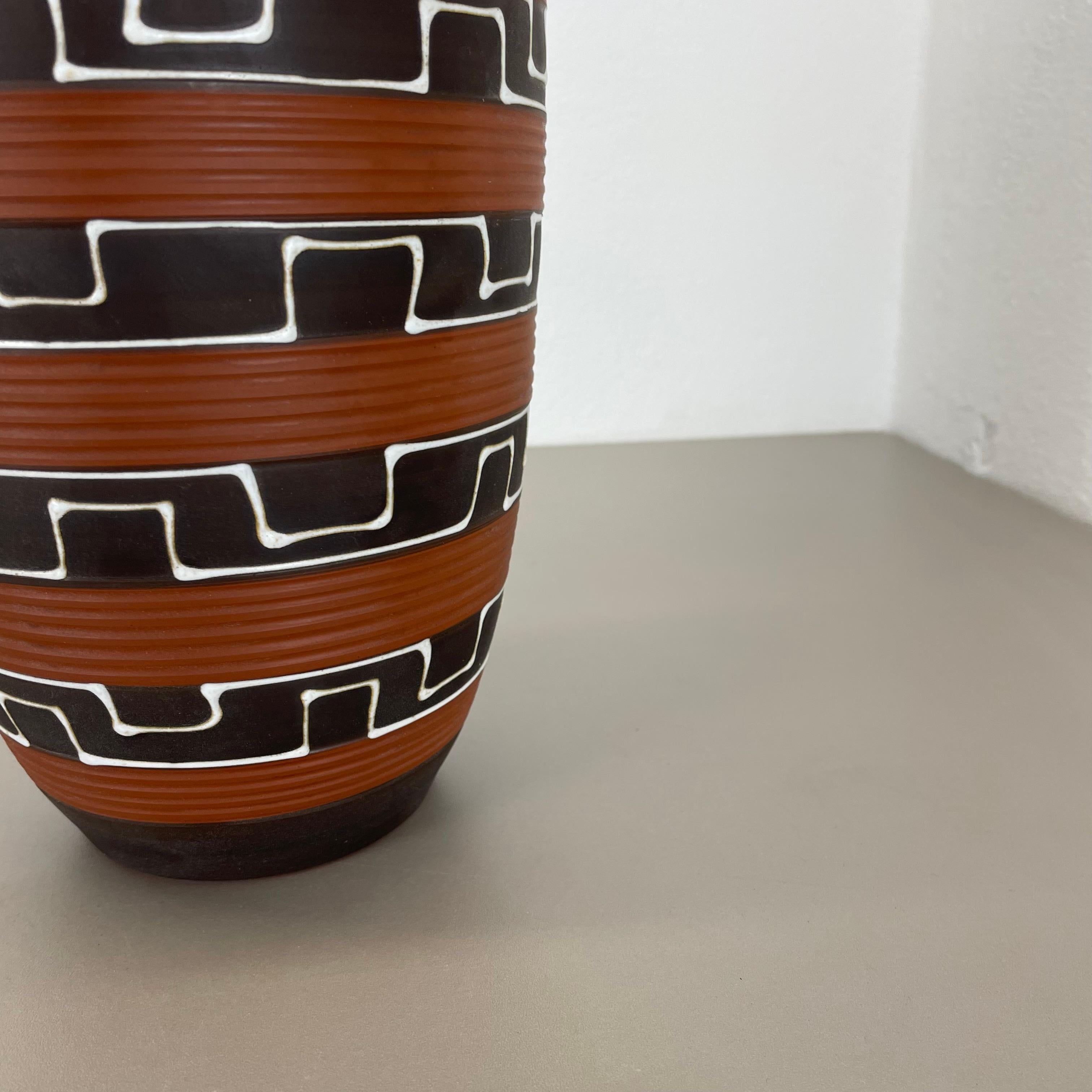 Rare 30cm zig zag Fat Lava Ceramic Vases by ILKRA Ceramics, Germany 1950s For Sale 1