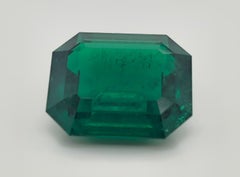 RARE 32.42Ct Green Octagonal Colombian Emerald Certifié par Gübelin