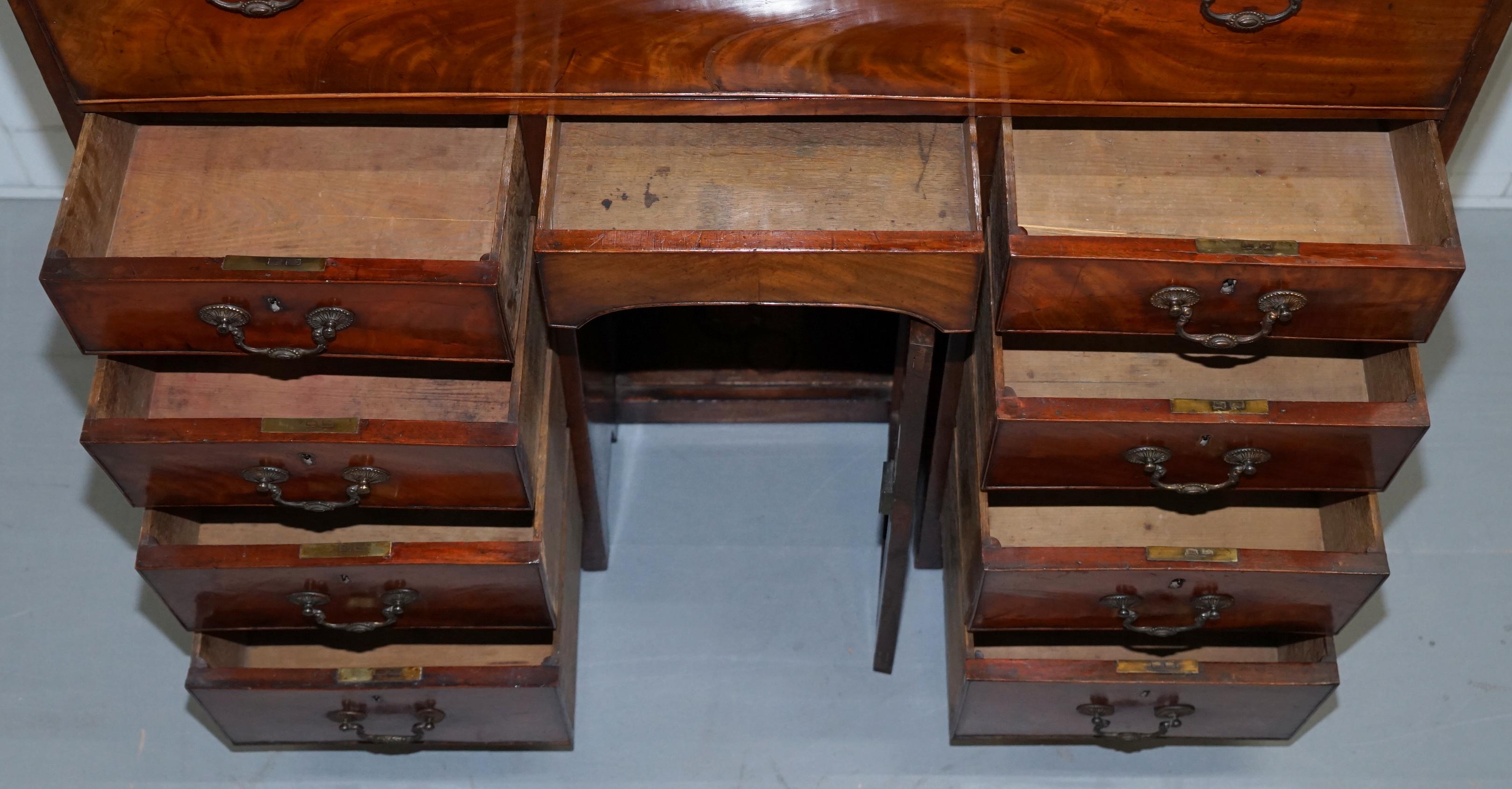 Rare 33 Drawer circa 1780 George III Mahogany Secretaire Bookcase Desk Bureau 12
