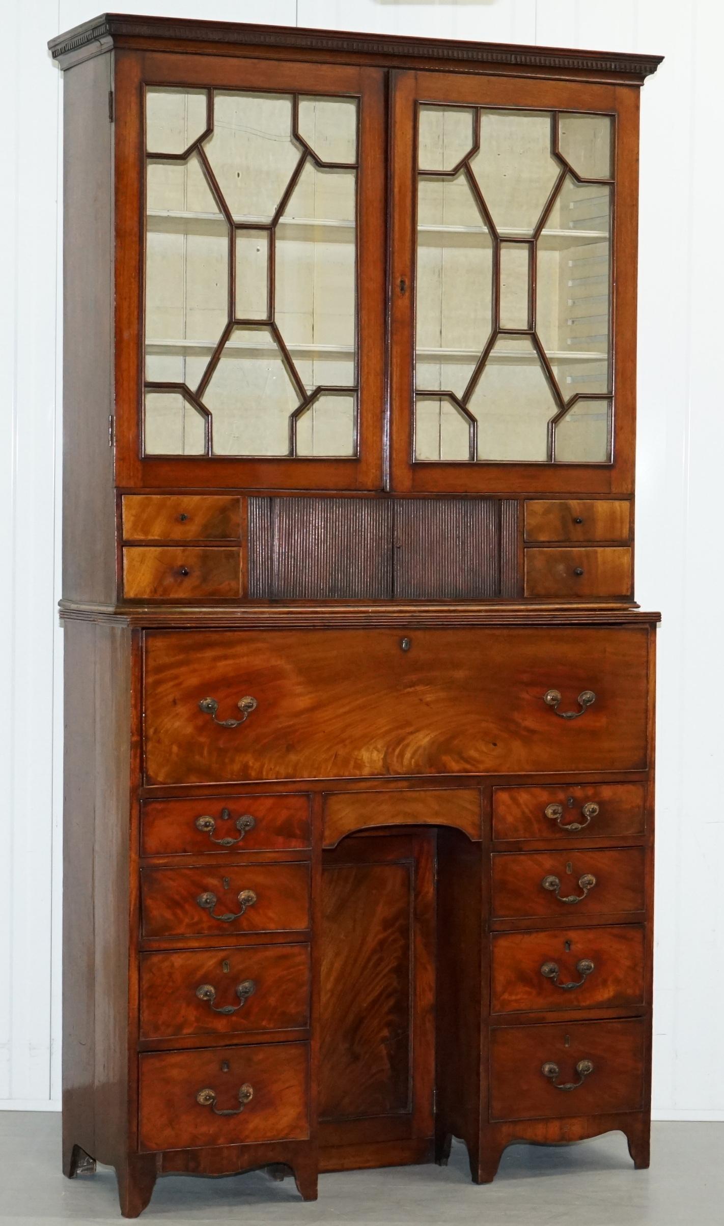 We are delighted to offer for sale this very rare George III circa 1780 Secrataire bookcase bureau with 33 drawers, cupboards and shelves

This piece is special, it has all the elements you could hope to find in a George III piece and more, the