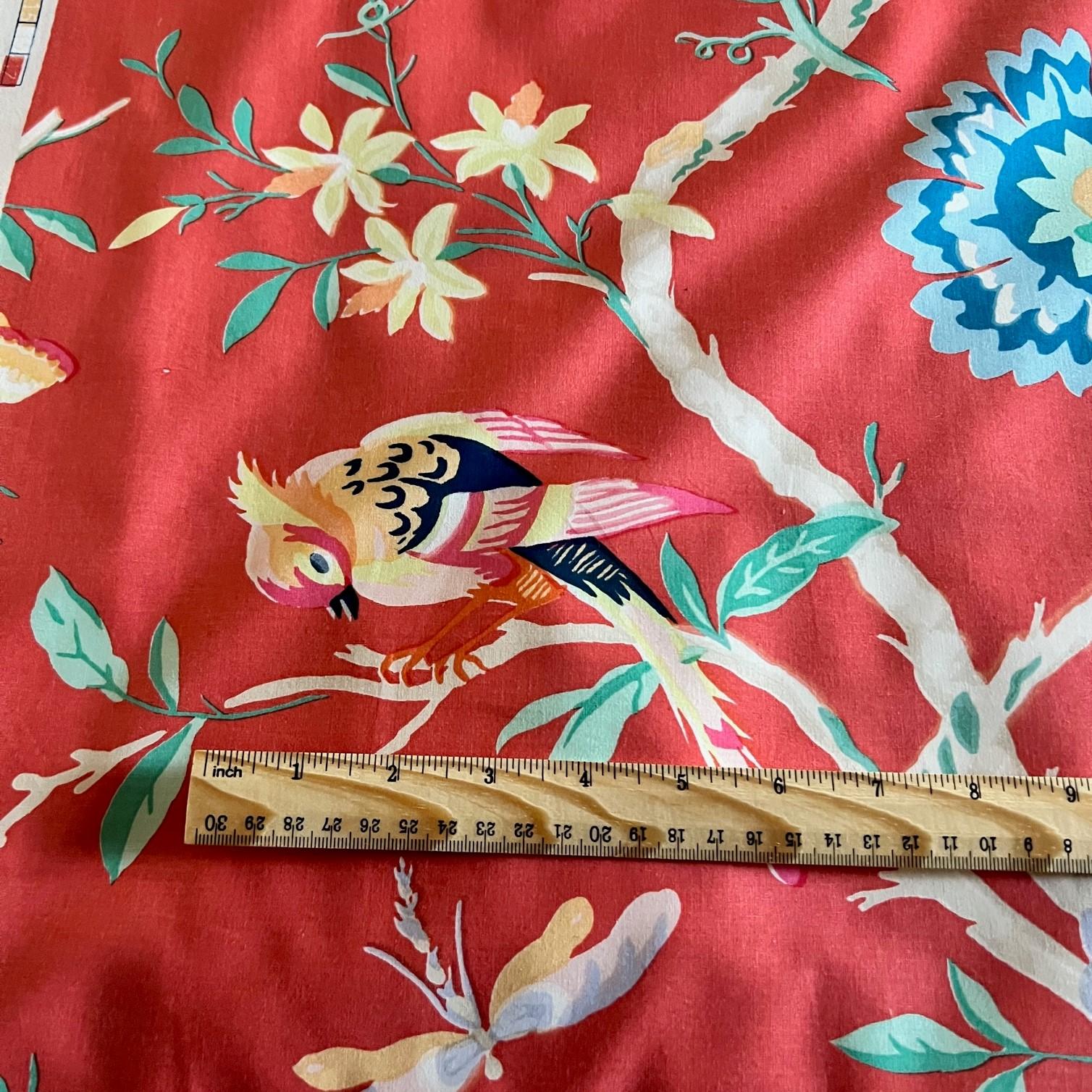 A rare opportunity to purchase 34.5 yards of a retired fabric chintz fabric by Braunschweig et Fils. 
