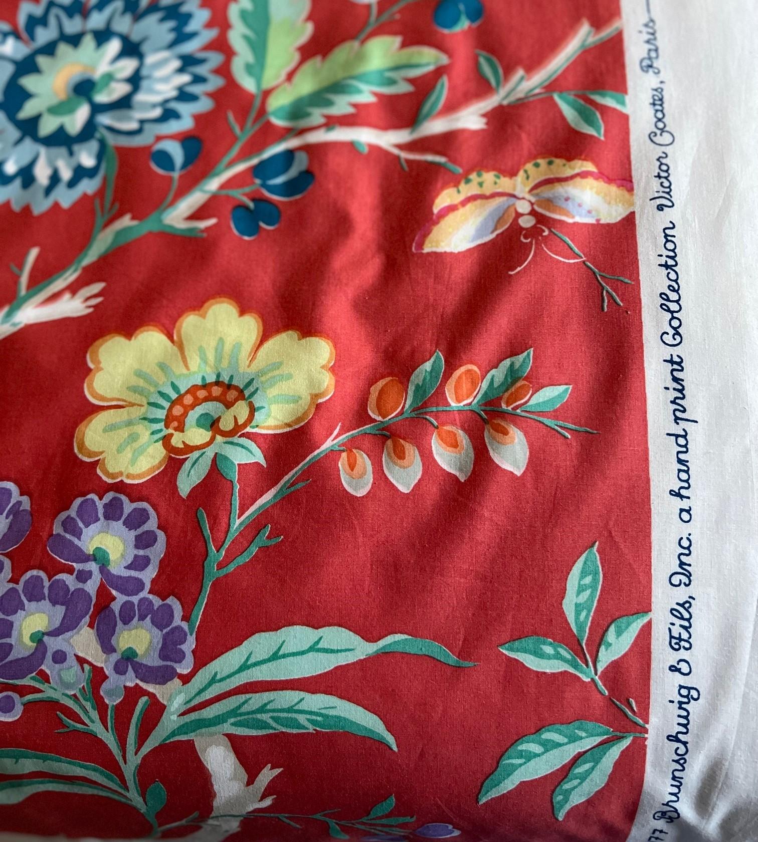 Rare 34.5 Yds Brunschwig & Fils Amandine Chintz Fabric by Victor Coates, Paris In Excellent Condition In Morristown, NJ