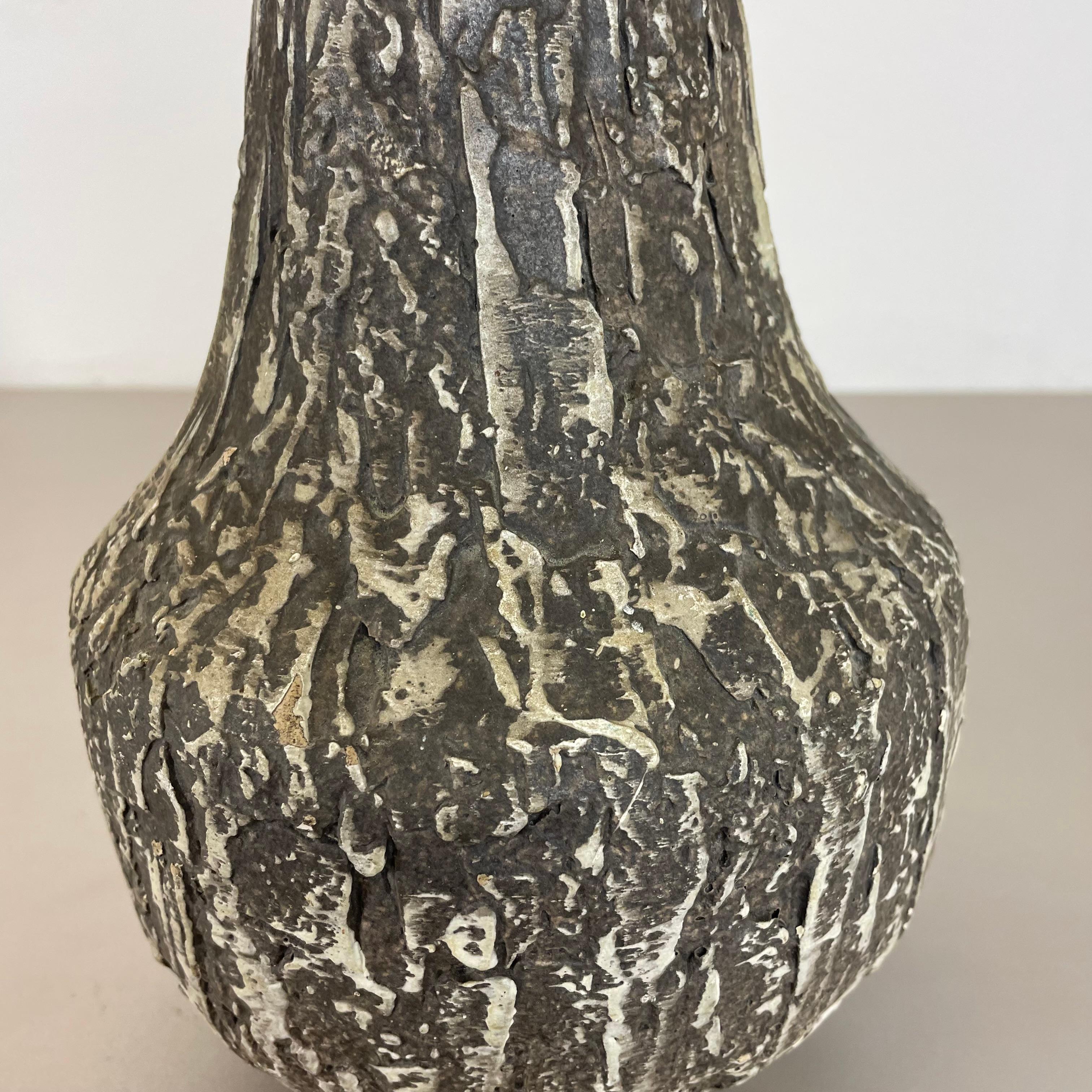 Rare 35cm Grey Brutalist Fat Lava Ceramic Vases by ILKRA Ceramics, Germany 1970s For Sale 5