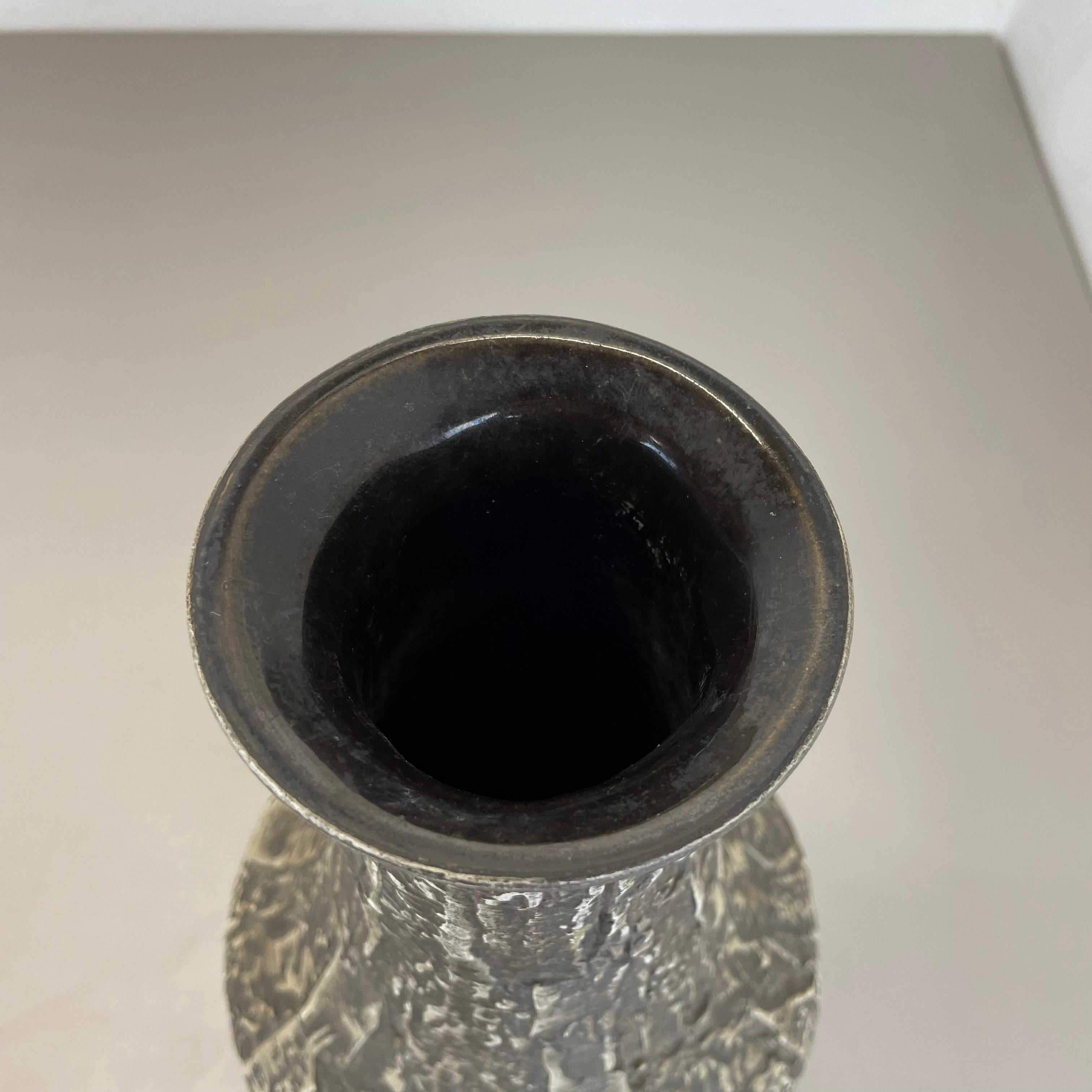 Rare 35cm Grey Brutalist Fat Lava Ceramic Vases by ILKRA Ceramics, Germany 1970s For Sale 8
