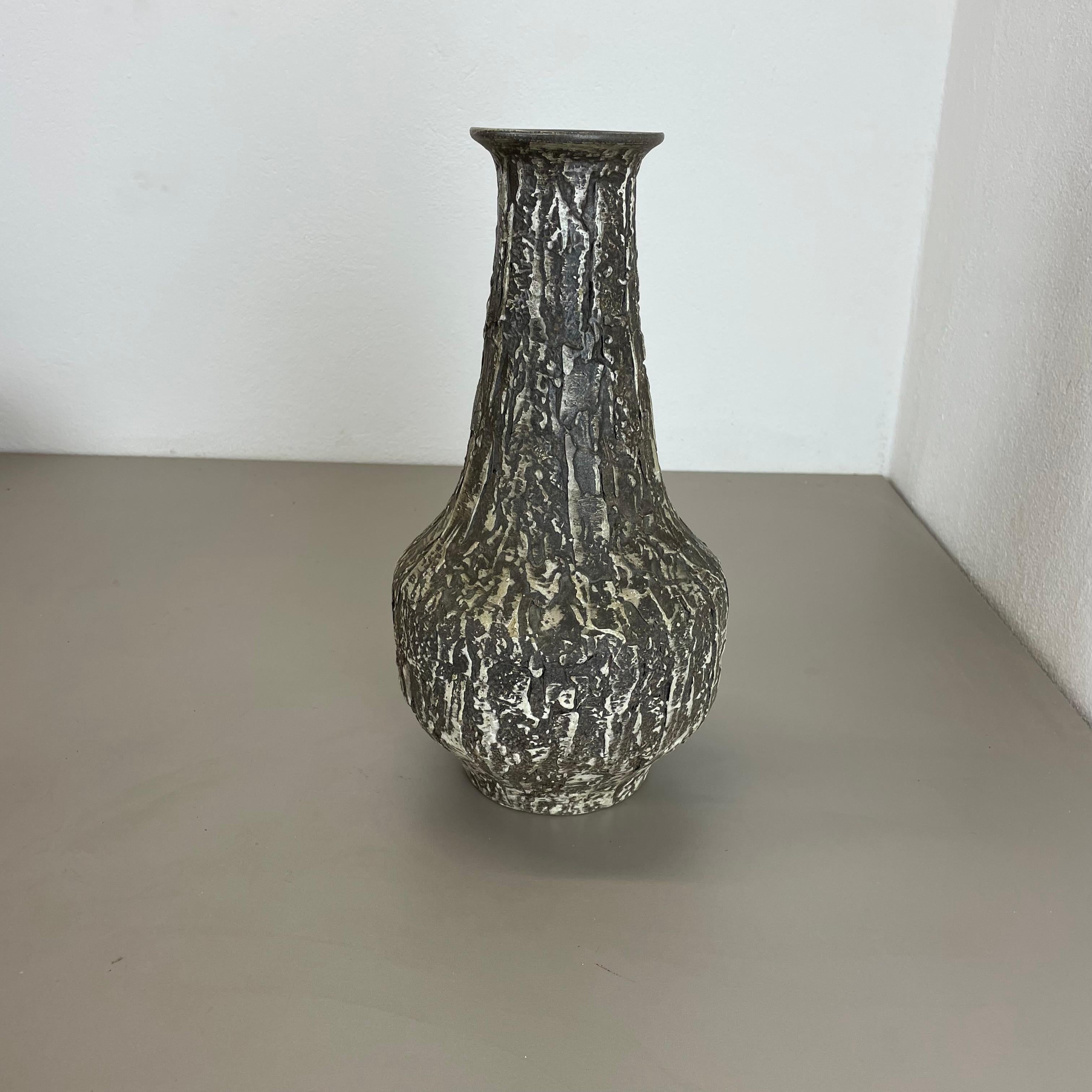 Mid-Century Modern Rare 35cm Grey Brutalist Fat Lava Ceramic Vases by ILKRA Ceramics, Germany 1970s For Sale