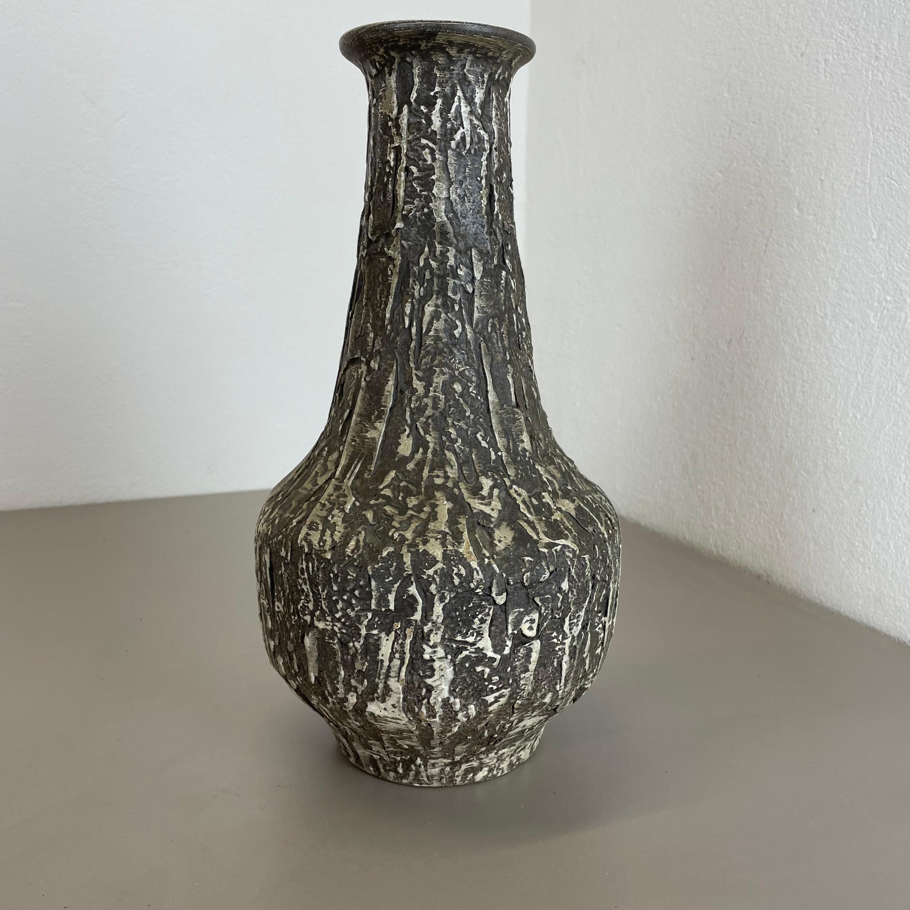 20th Century Rare 35cm Grey Brutalist Fat Lava Ceramic Vases by ILKRA Ceramics, Germany 1970s For Sale