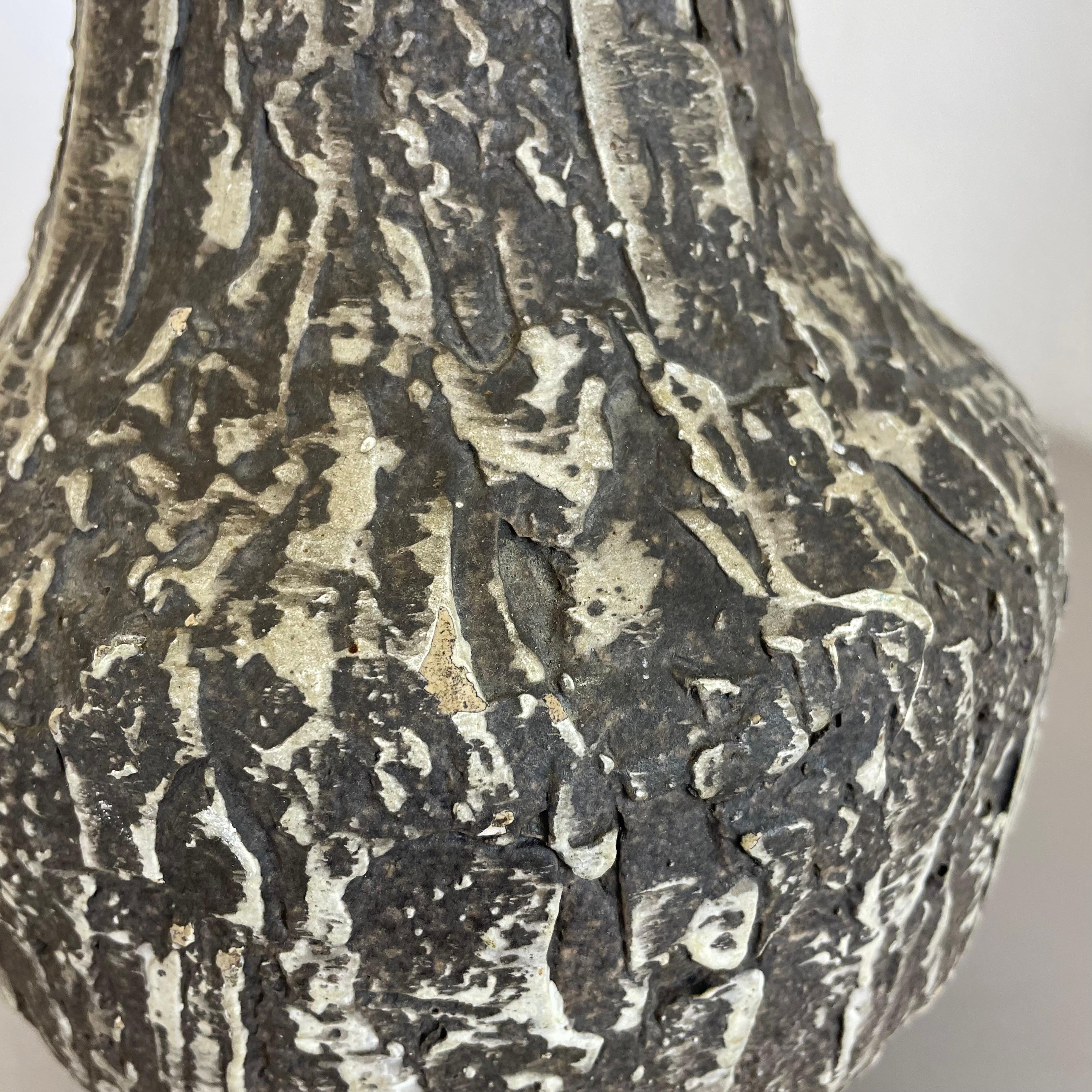 Rare 35cm Grey Brutalist Fat Lava Ceramic Vases by ILKRA Ceramics, Germany 1970s For Sale 1