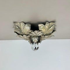 Lustre de théâtre « Florentiner Leaf » rare, en métal argenté, 36 cm, Italie, années 1950