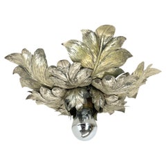 Lustre de théâtre « Florentiner Leaf » rare, en métal argenté, 36 cm, Italie, années 1950