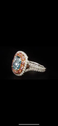 Rare 3.79 Ct Fancy Intense Green-Blue SI1 GIA Certified Natural Diamond Ring