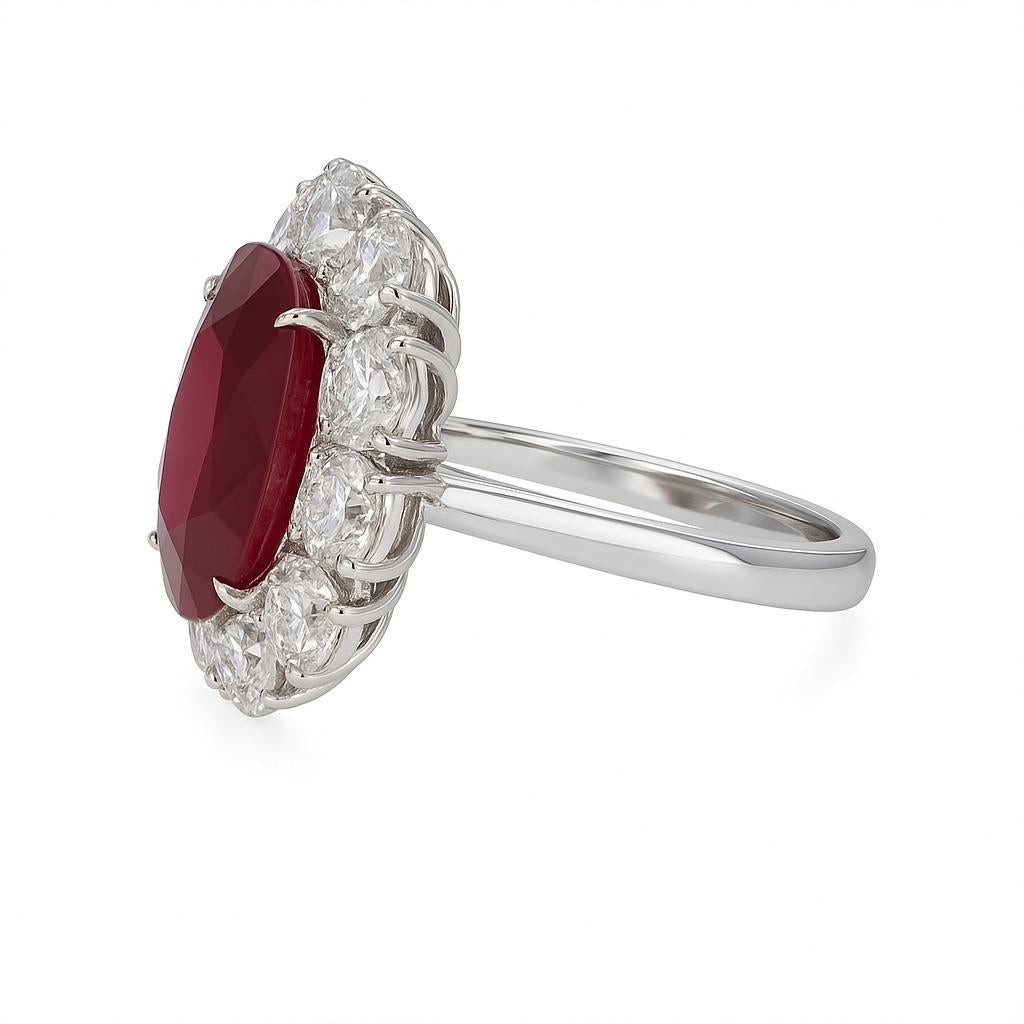 Contemporary Rare 3.79 ct GRS “Pigeon’s Blood” Burmese Ruby Ring For Sale