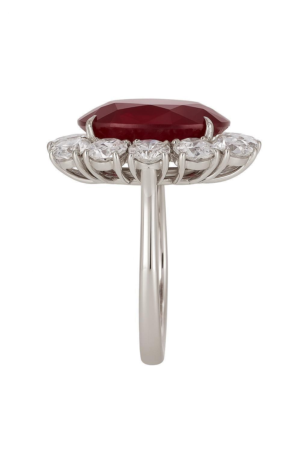 Oval Cut Rare 3.79 ct GRS “Pigeon’s Blood” Burmese Ruby Ring For Sale