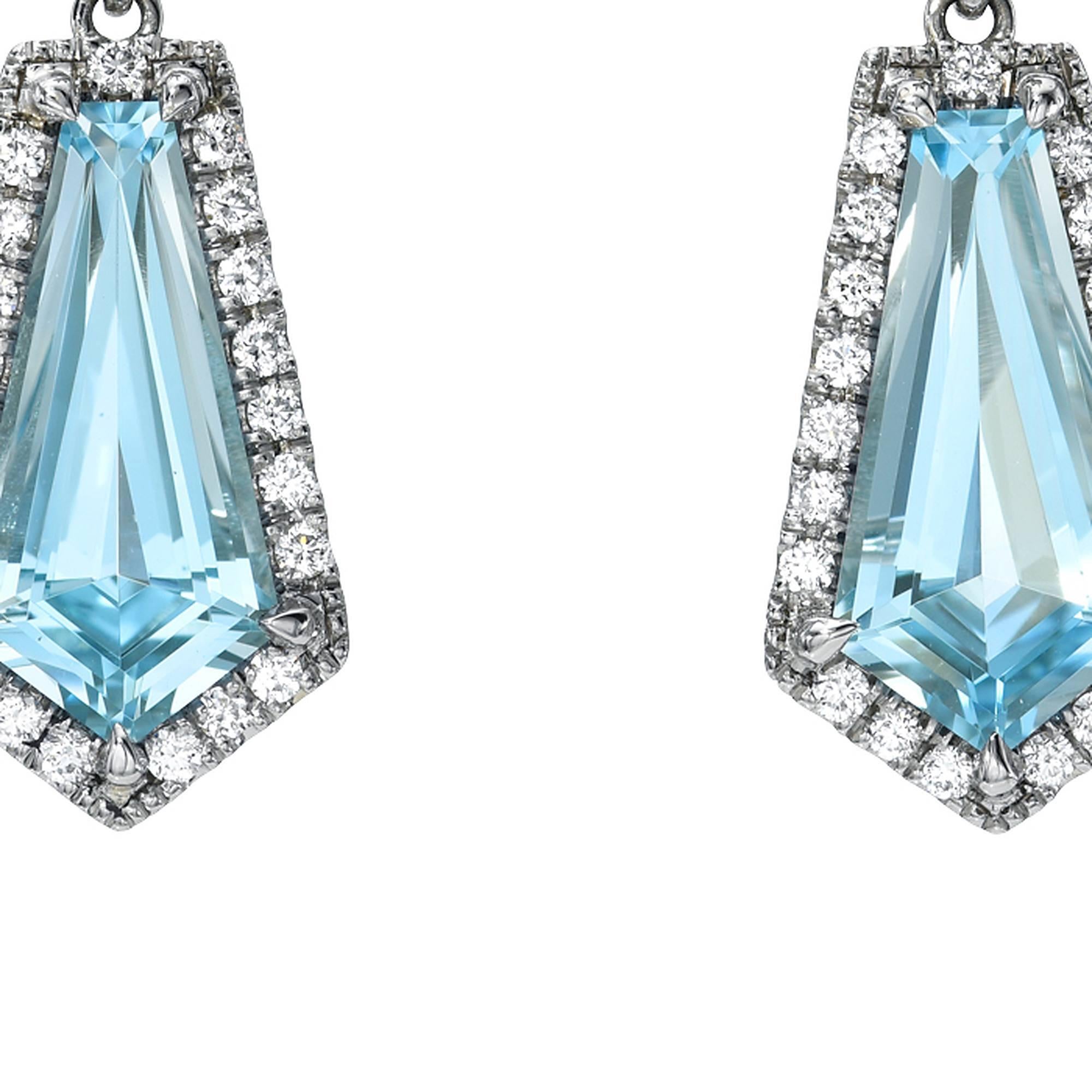 Art Déco Rari orecchini a forma di aquamarina e diamante da 3,98 carati - Gioielli di lusso in pietra preziosa in vendita