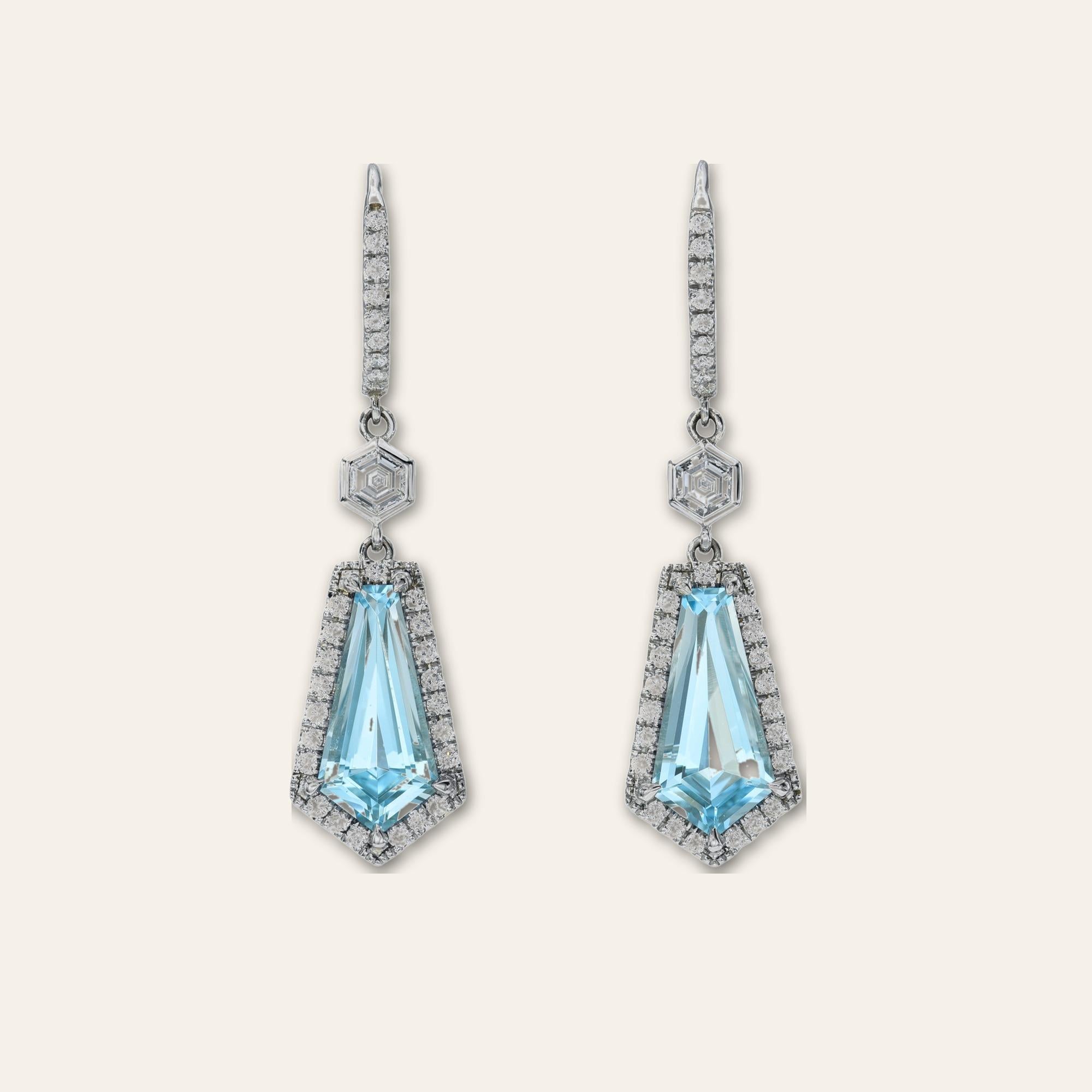 Donna Rari orecchini a forma di aquamarina e diamante da 3,98 carati - Gioielli di lusso in pietra preziosa in vendita