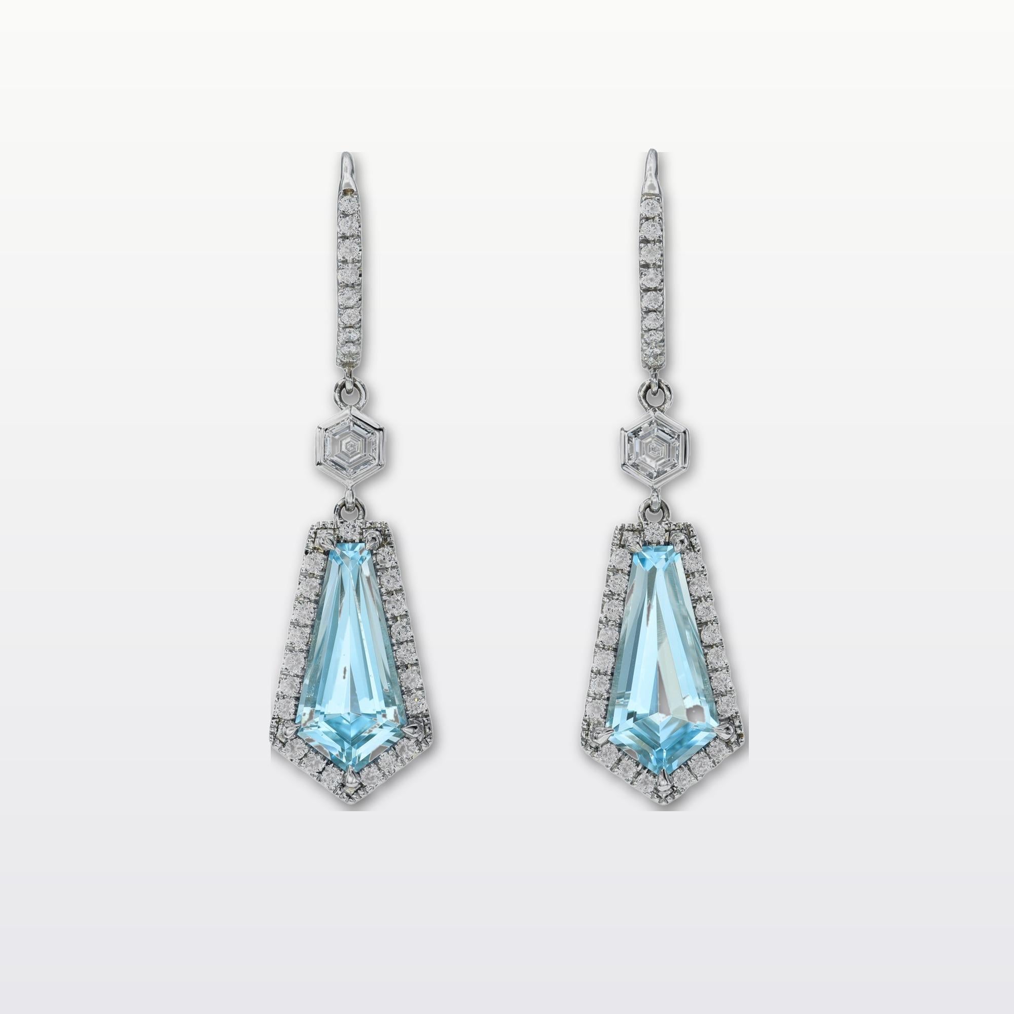 Rari orecchini a forma di aquamarina e diamante da 3,98 carati - Gioielli di lusso in pietra preziosa in vendita 2