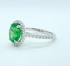 Rare 3ct Carat Tsavorite Garnet Diamond Halo Ring 18ct White Gold Valuation