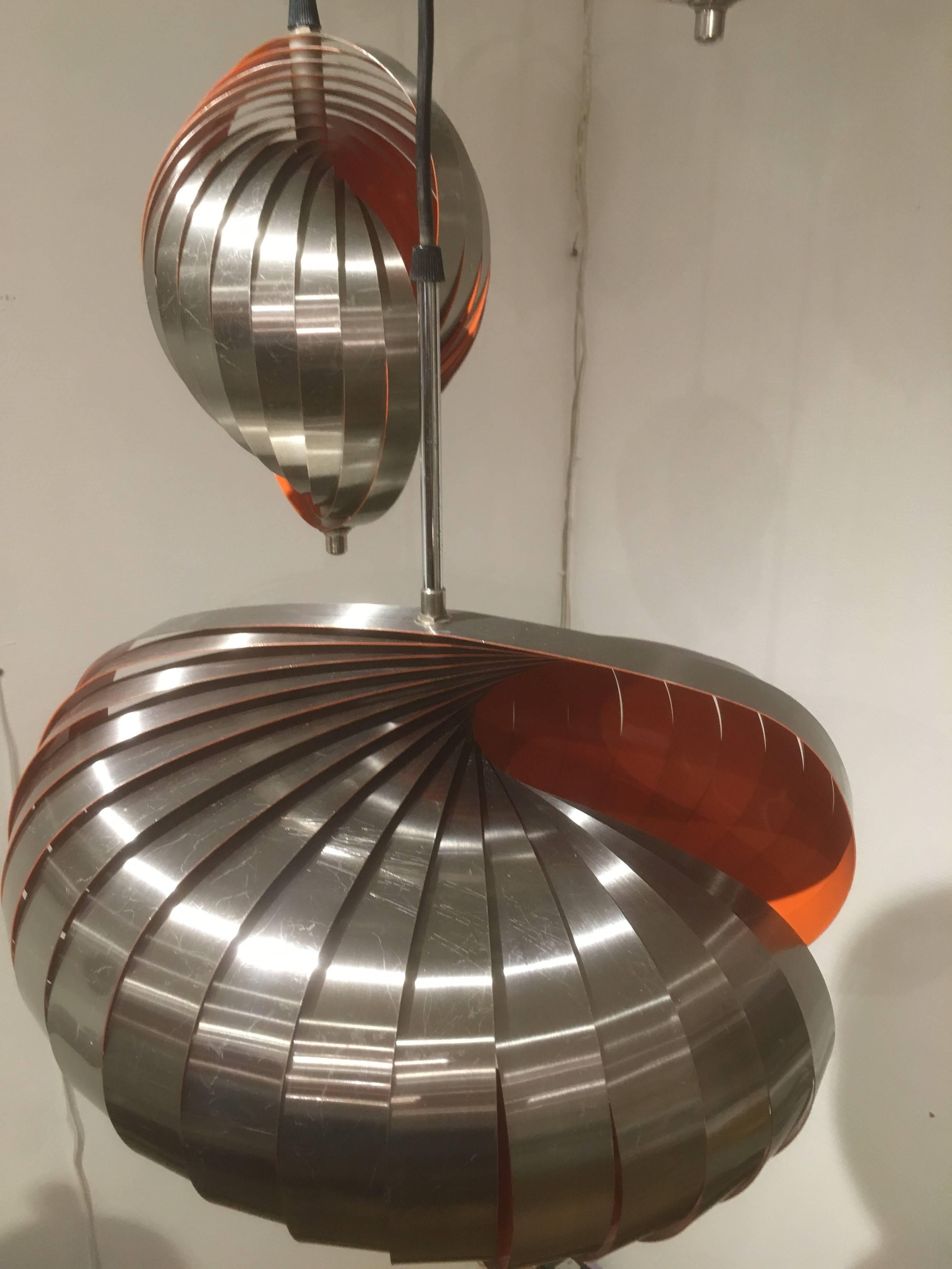Rare Four Hanging Pendants Light by Henri Mathieu In Good Condition For Sale In Brooklyn, NY