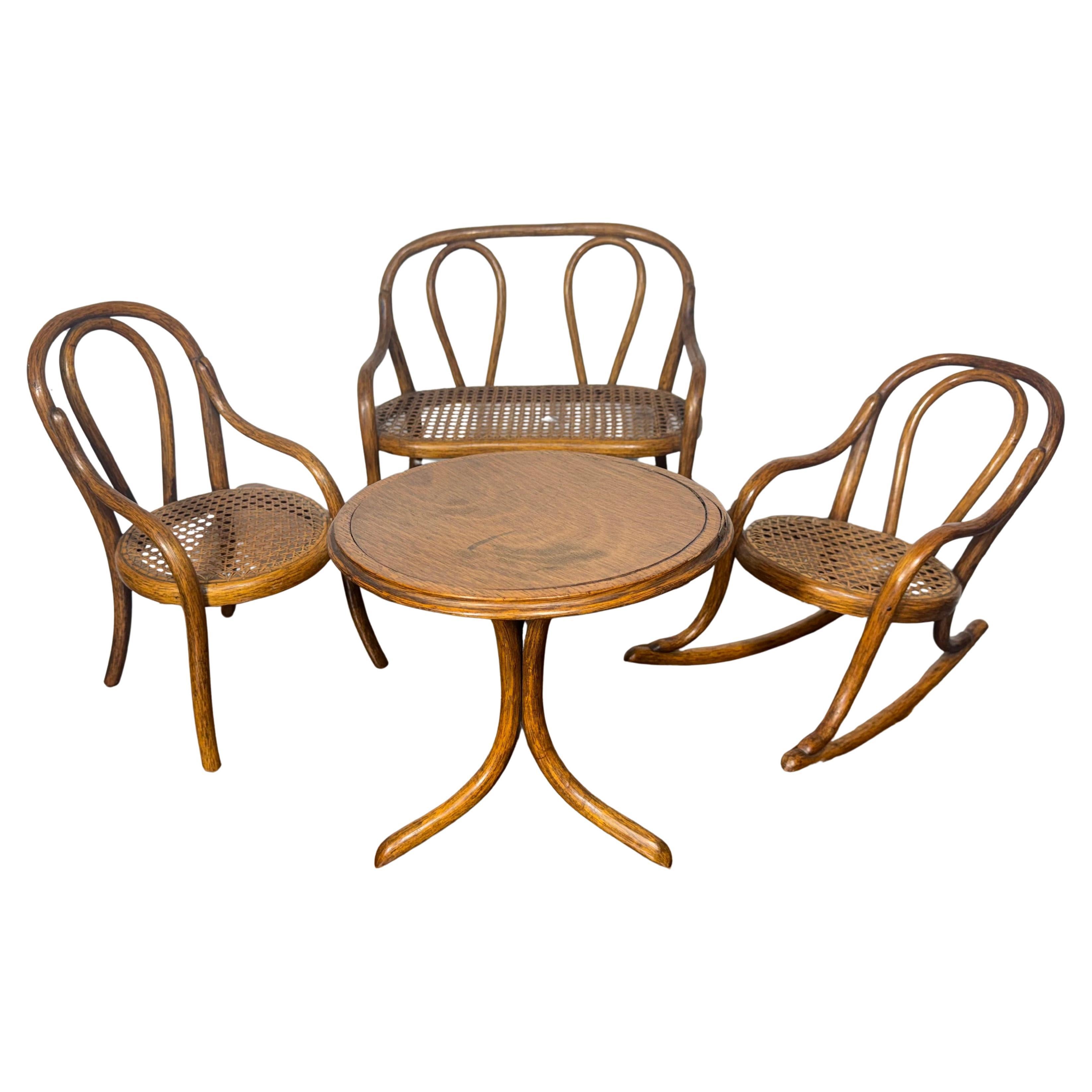 Rare 4-piece set of bentwood Salesman Sample furniture made by Thonet For Sale