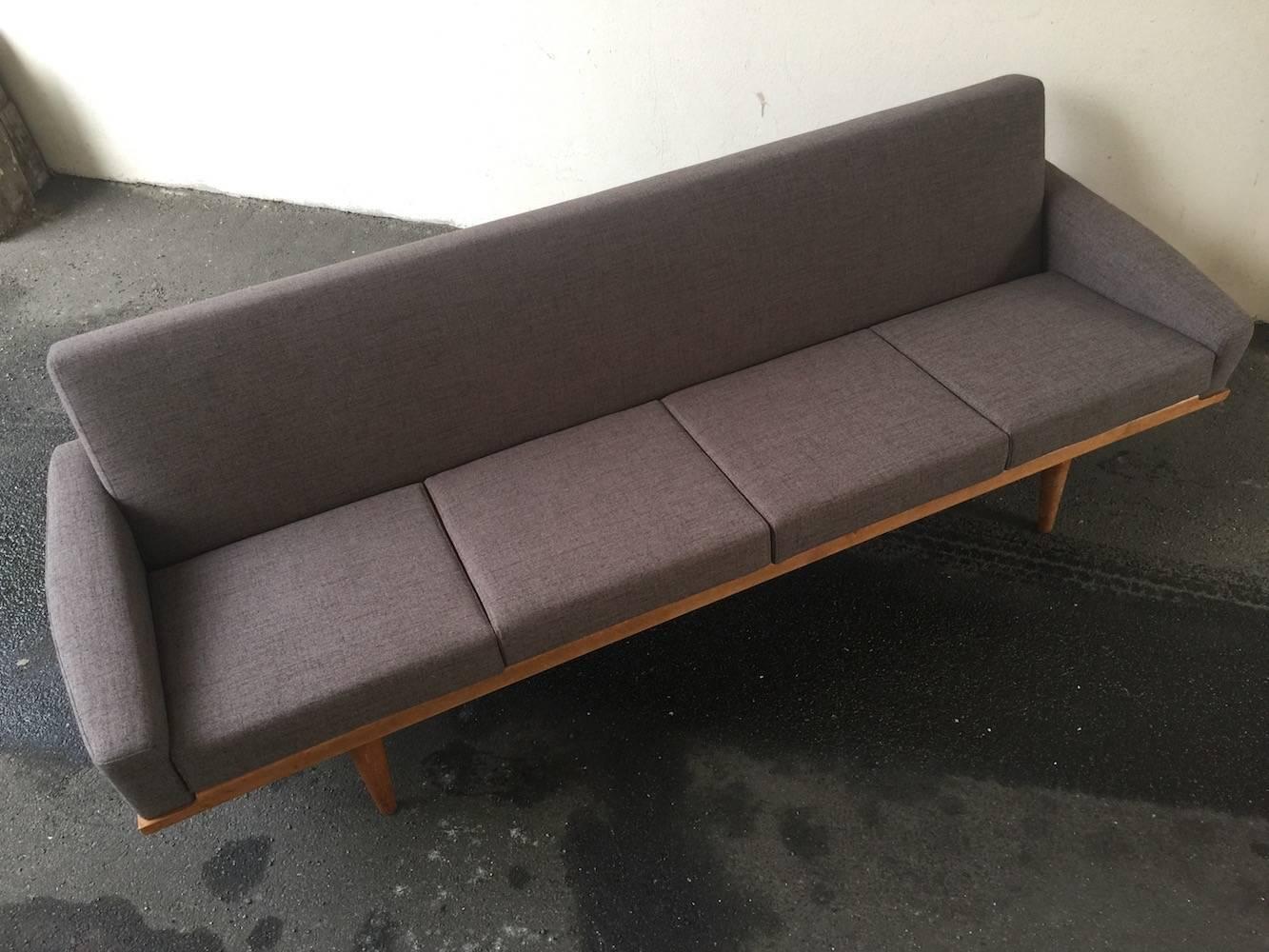 Mid-20th Century Rare Four-Seat No. 221 Sofa by H. W. Klein, Professional Re-Upholstered For Sale