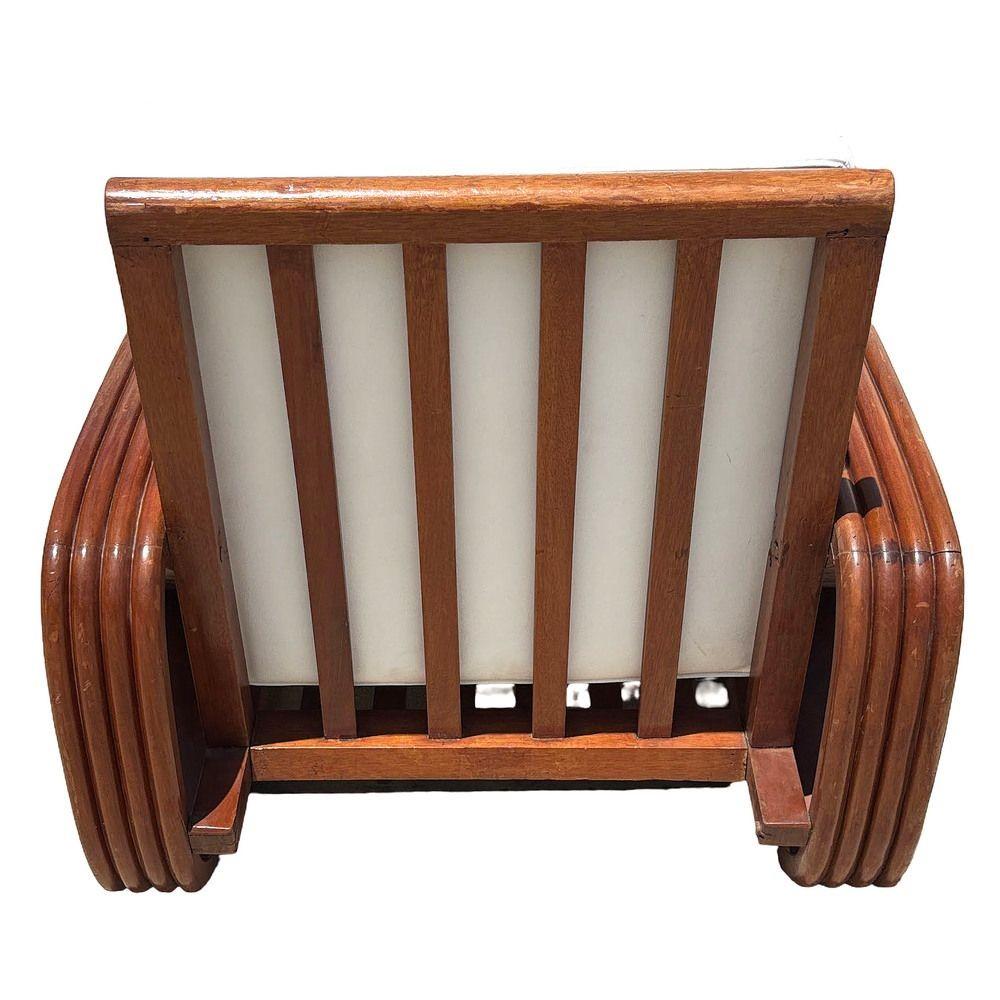 Rare chaise longue en faux rotin à 4 brins en acajou sculpté, paire Excellent état - En vente à Van Nuys, CA