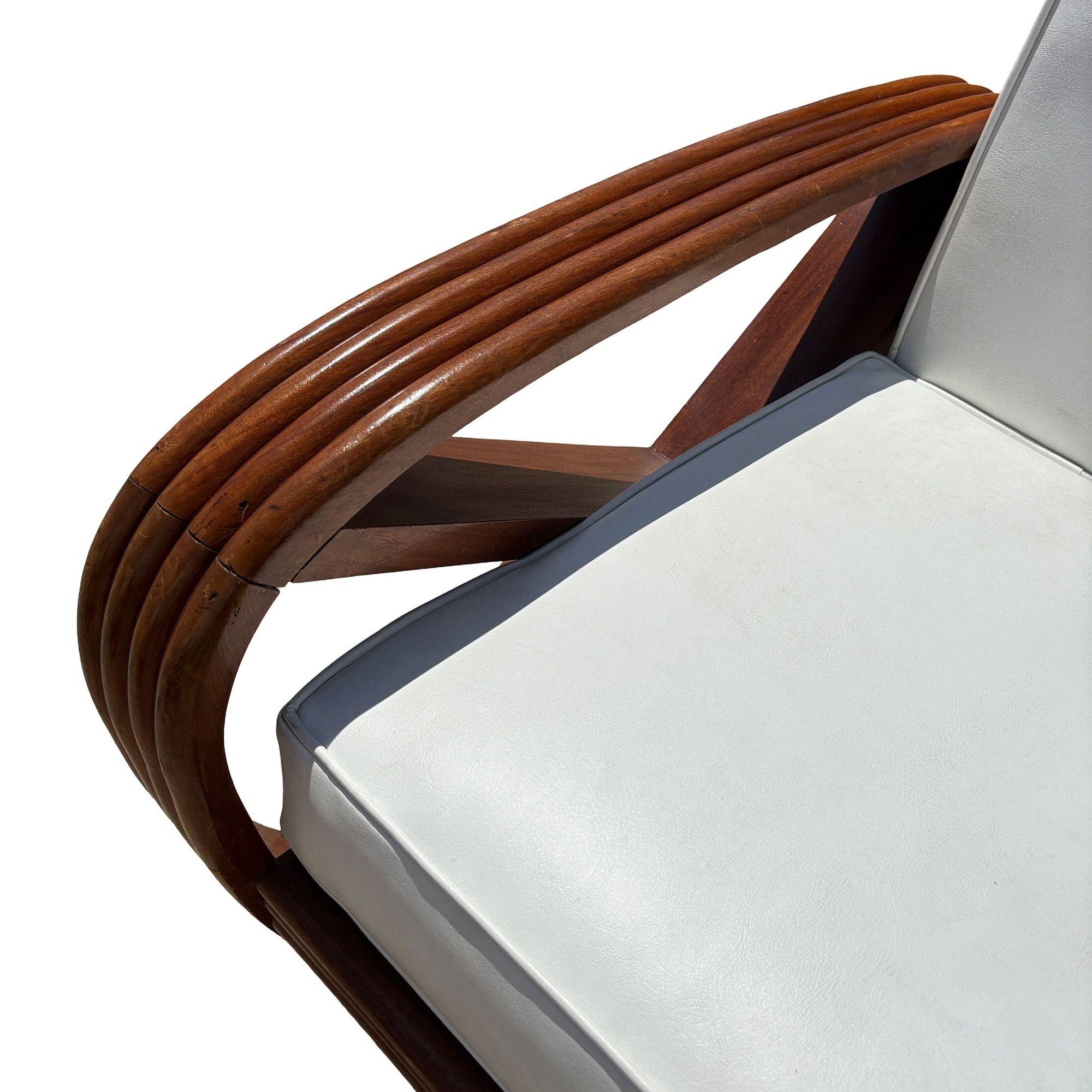 Seltene 4-Strang wie geschnitzt Mahagoni Quadrat Brezel Faux Rattan Lounge Chair, Paar im Angebot 2